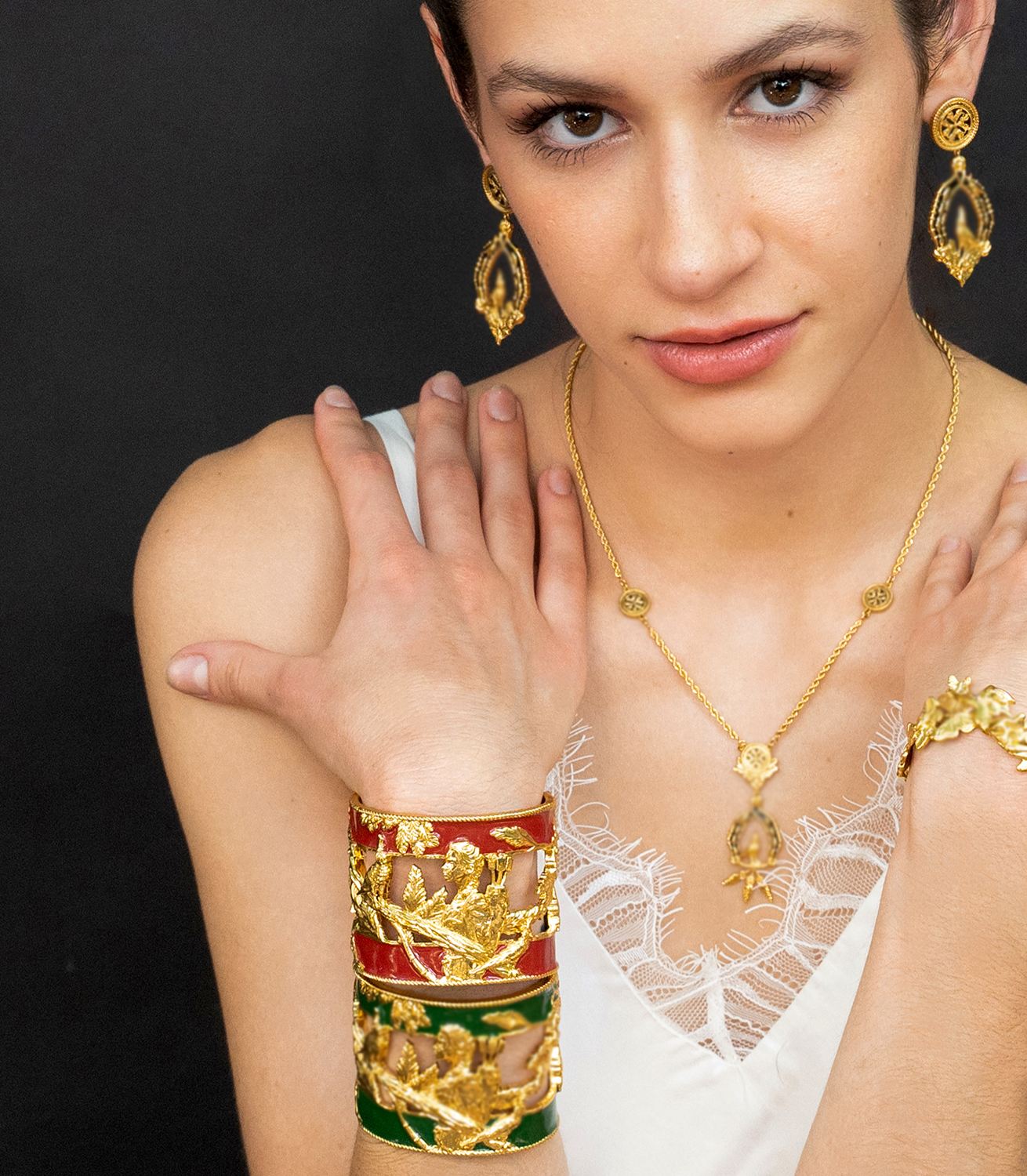 Vigor Cuff Gold and Red View 7 by Angela Mia