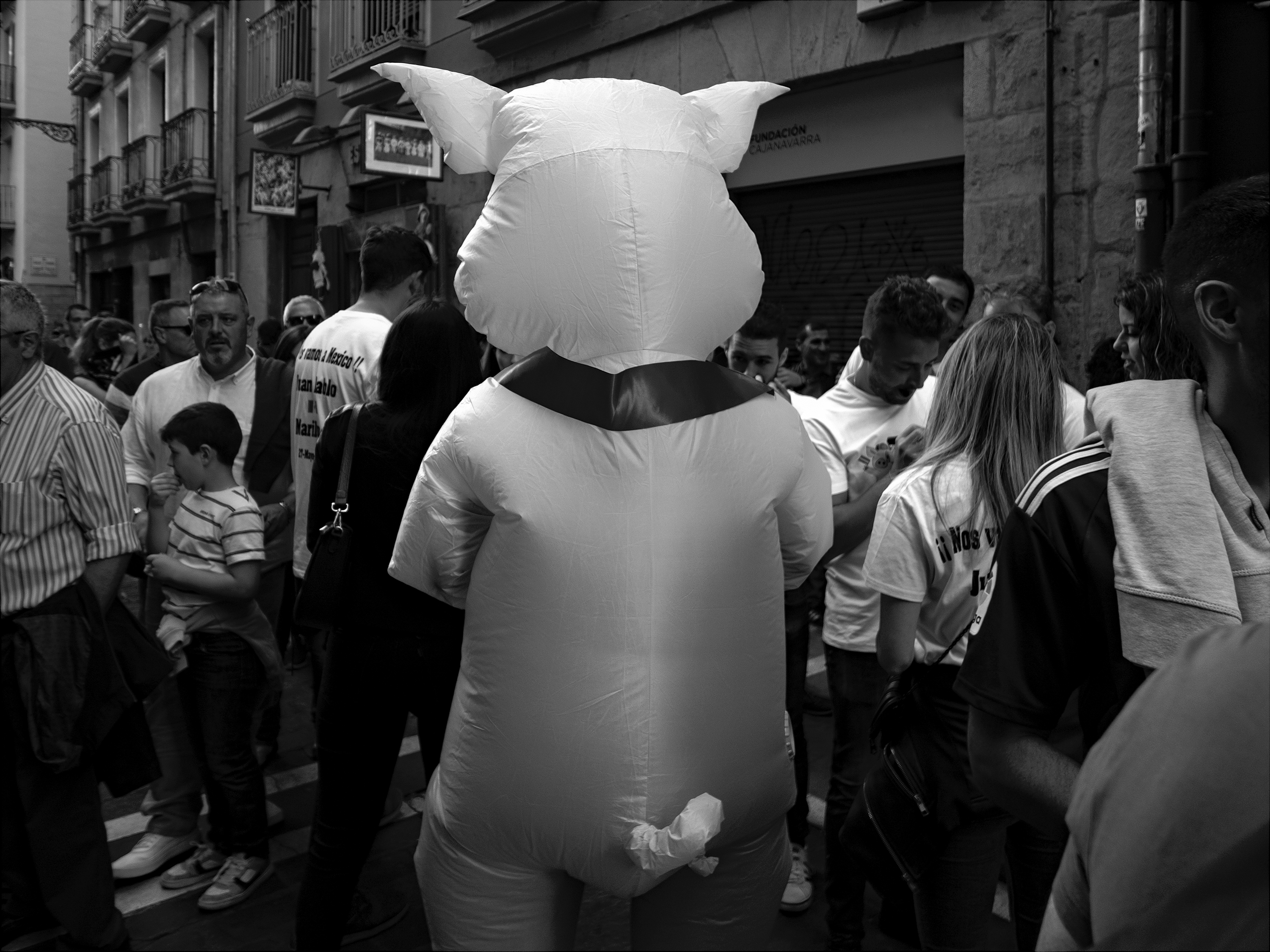 Inflatable Pig Pamplona, Spain, 2023photography, bw, single