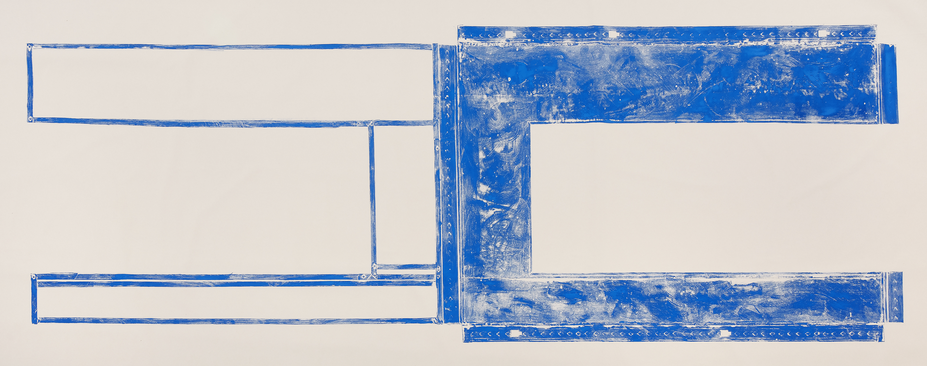 Blue Room (version 8), 2017. Oil printing ink, 84&rdquo; x 224&rdquo; (7 feet x 18 feet 8 inches)