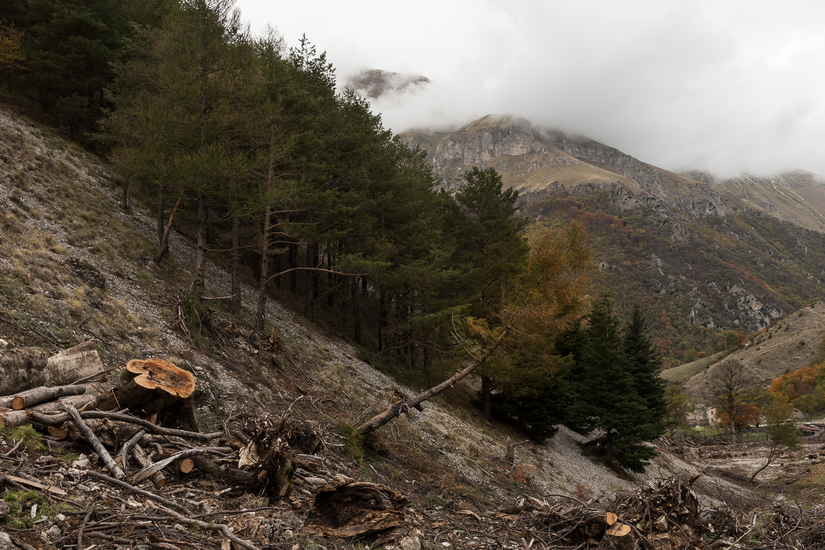 Foce di Montemonaco, a small mountain village at the foot of Mount Sibilla. Rugged and difficult to reach lands in the Apennine hinterland. November, 2017