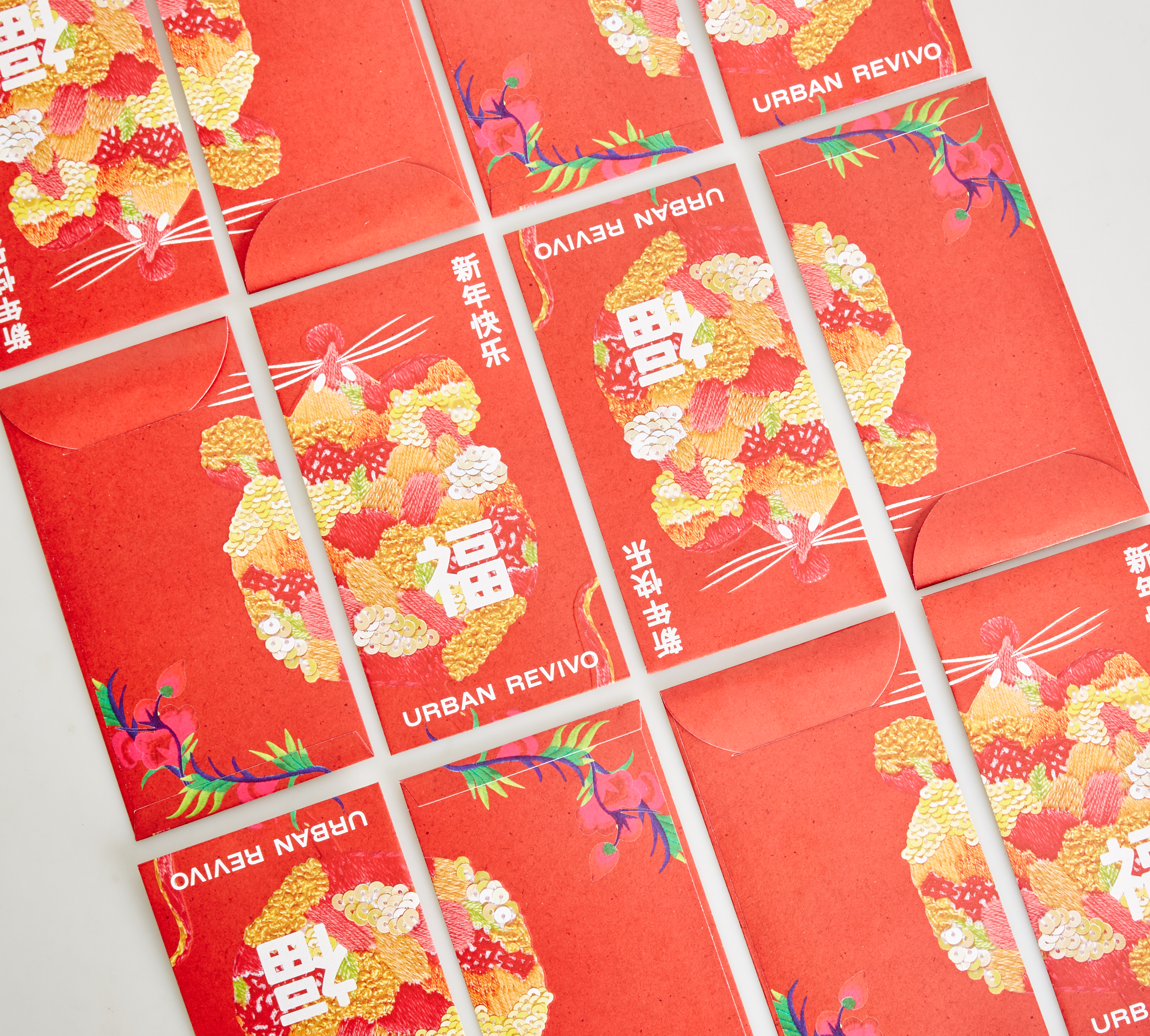 Urban Revivo, Mixed media design for Urban Revivo's Lunar New Year packets. 