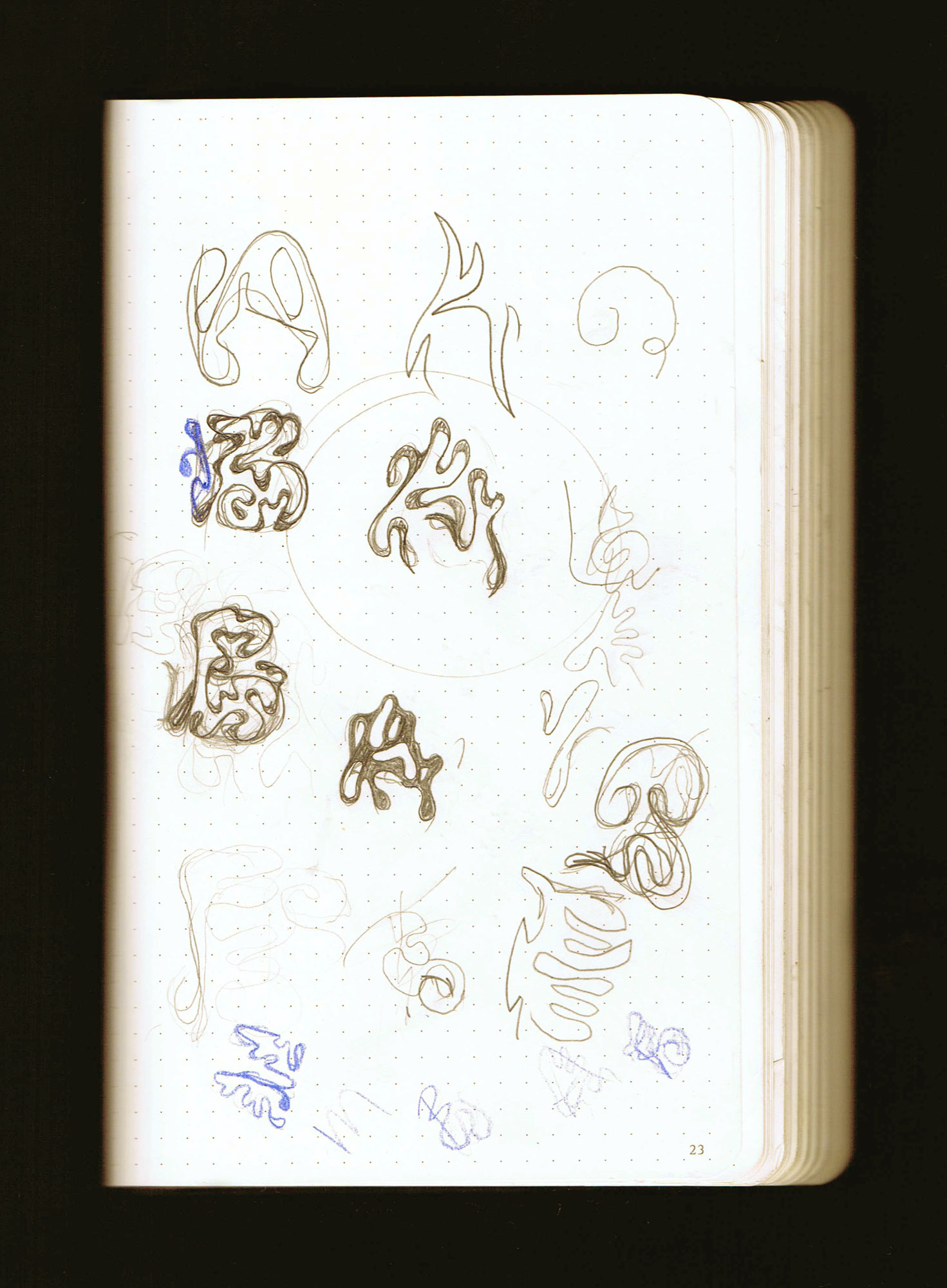 Ribbon-like conceptual sketches (discarded).