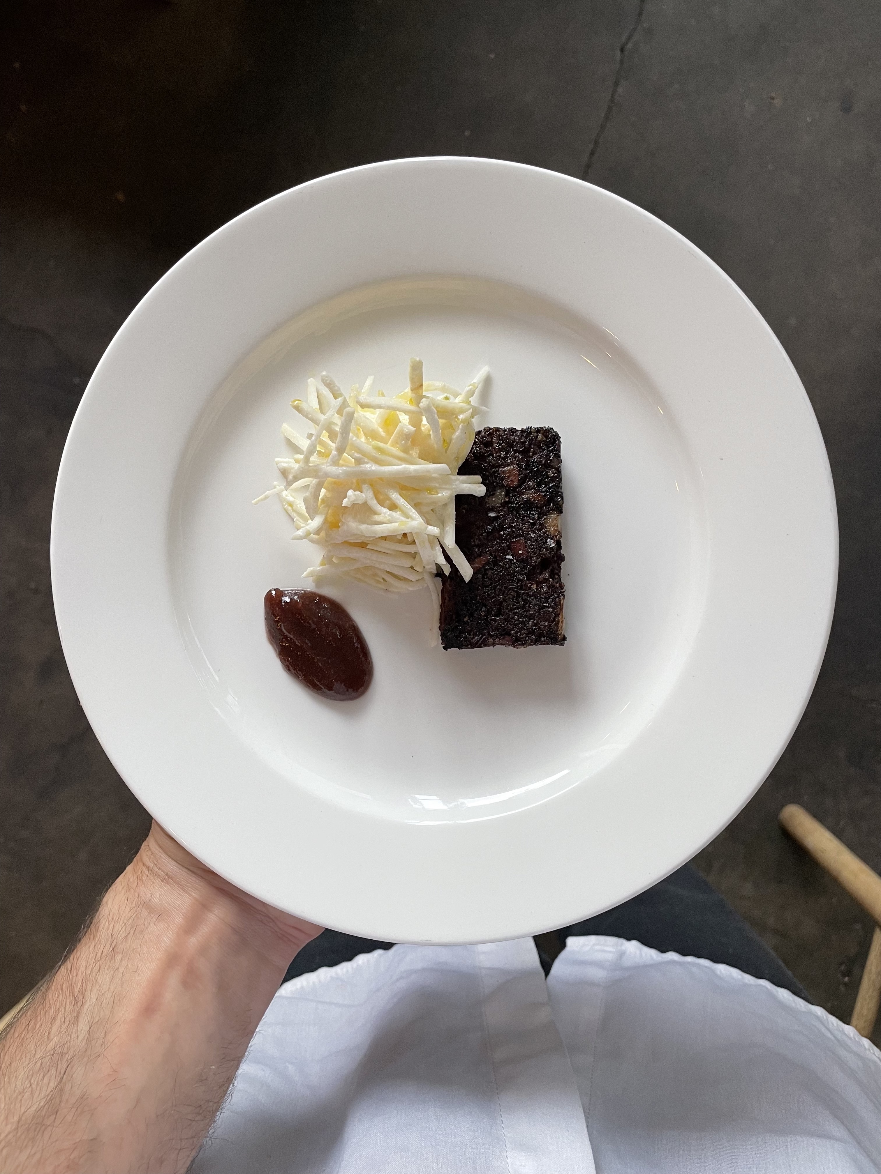 BLACK PUDDING, CELERIAC, PEAR KETCHUP