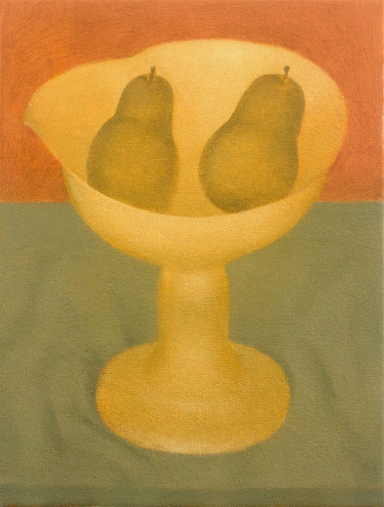 "Duas pêras numa fruteira", 2022, óleo sobre tela