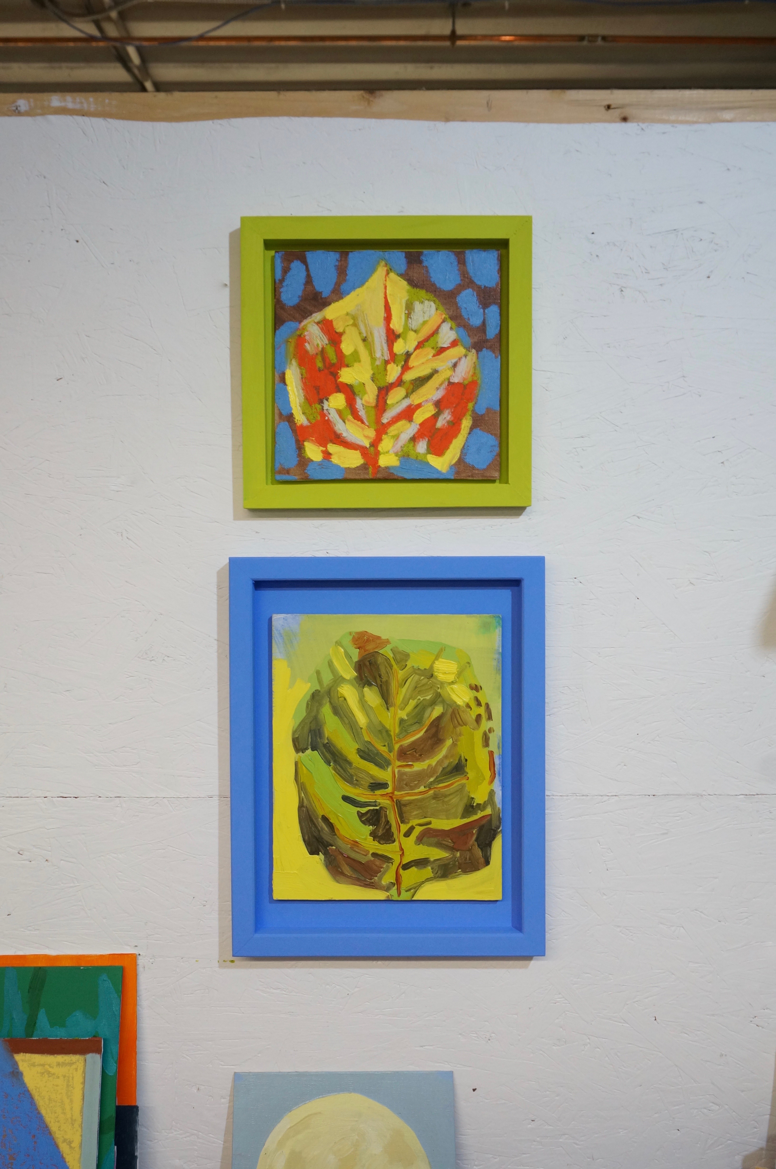 Leaf studies in hand painted tray frames. 