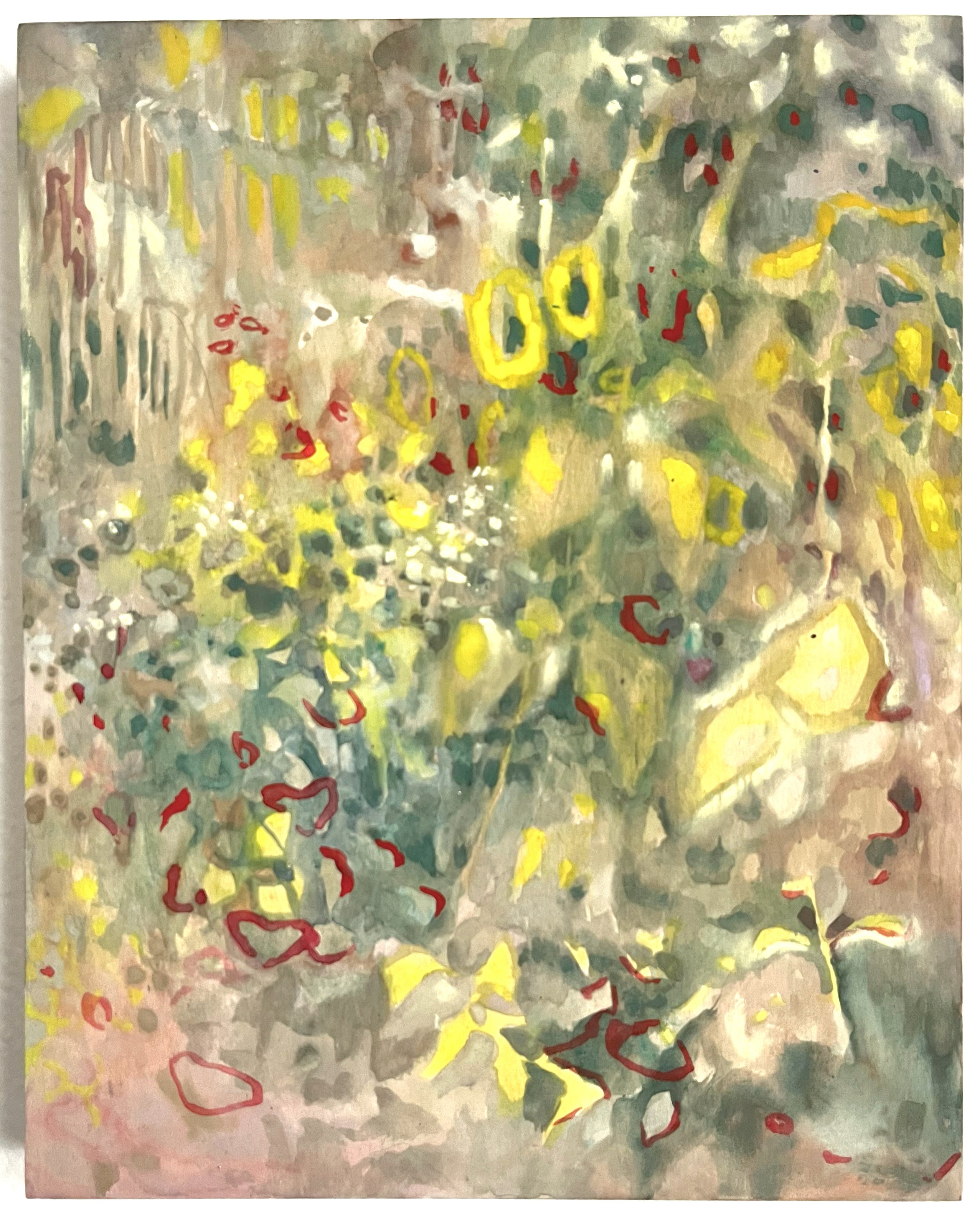 new garden with dream light cracking suddenly | 10 x 8 inches | gouache and soft pastel on panel