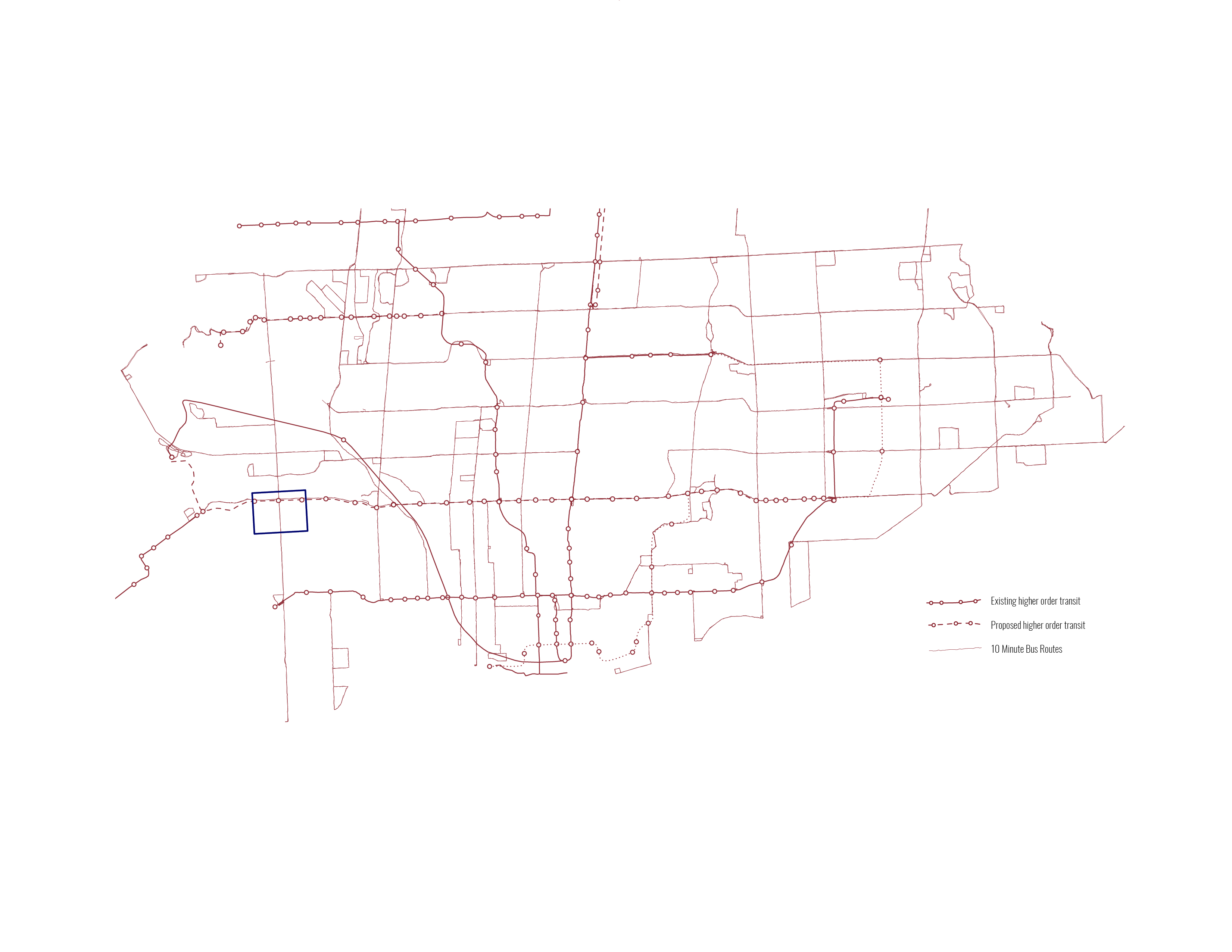 Existing and proposed public transit