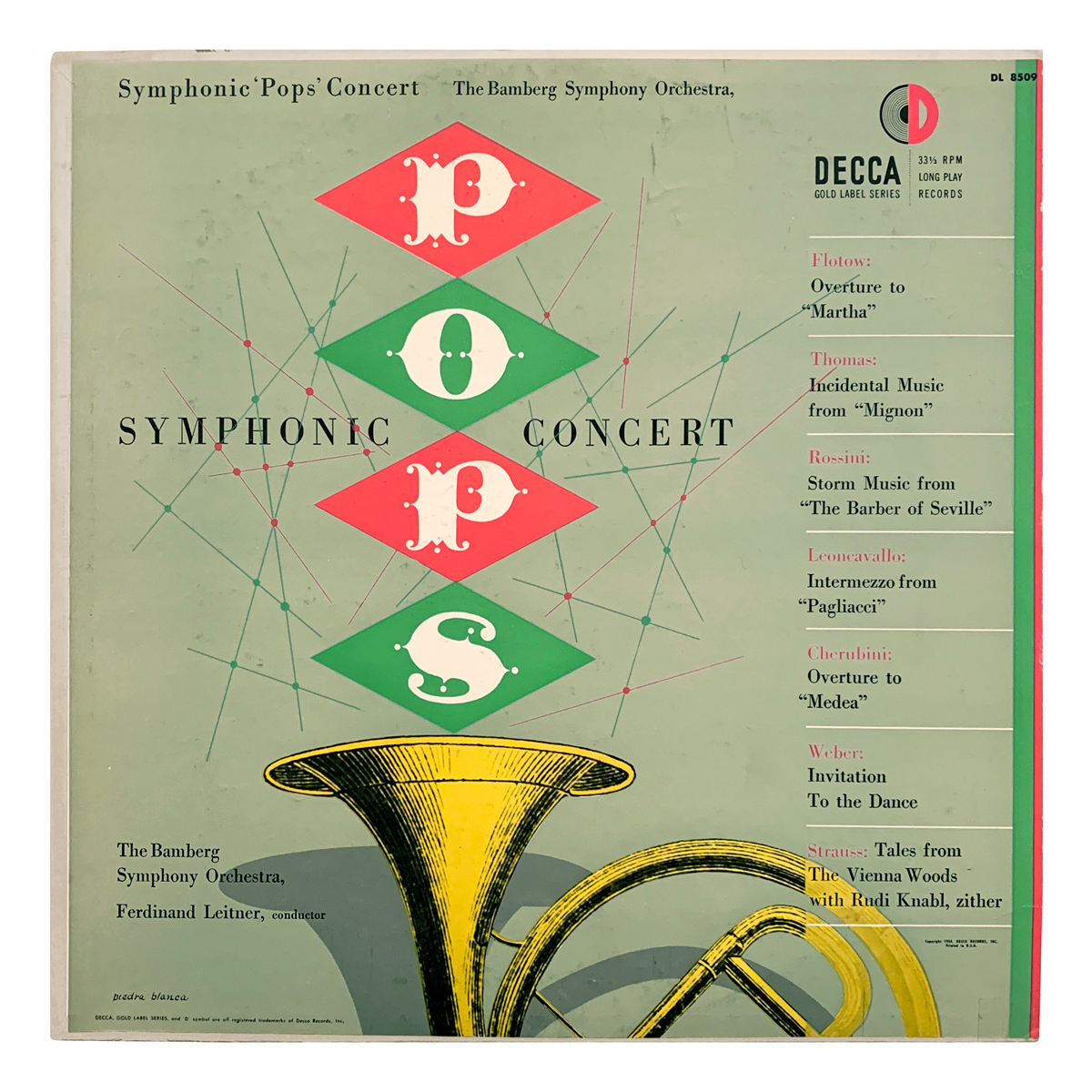 Decca Gold DL 8509 Various Bamberger Symphoniker - Ferdinand Leitner Design: Alex Steinweiss (as "Piedra Blanca", credited)