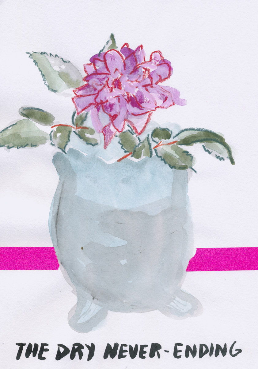 The Dry Never-Ending, 2014, Tape, watercolor, and pencil on paper, 12 x 16 inches.