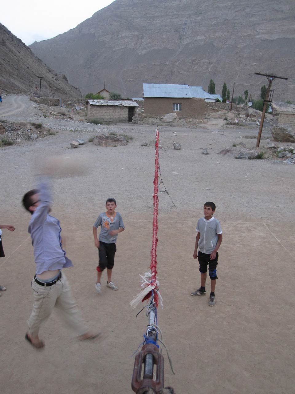 Ryan playing volleyball with locals in Dasht