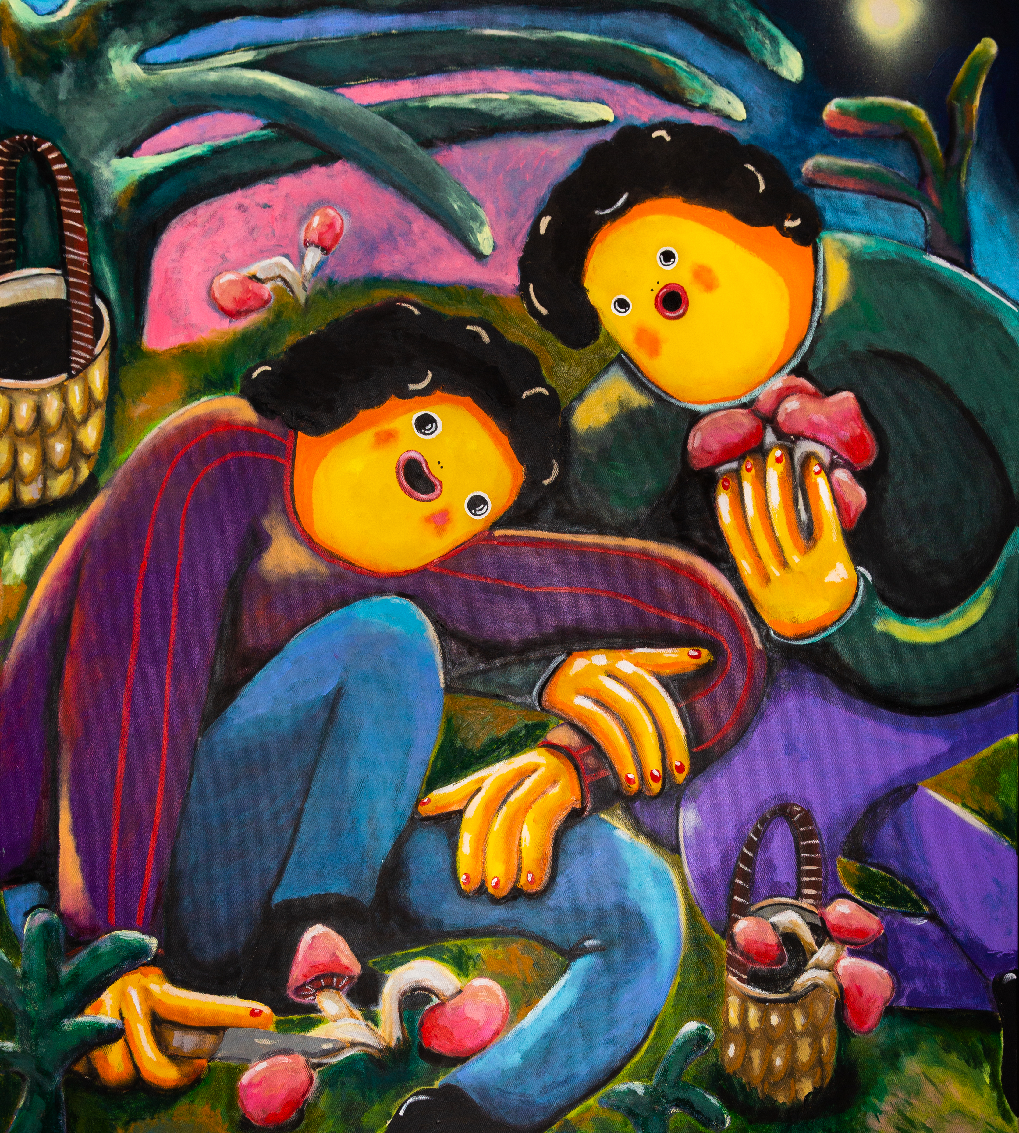 Fungi Romance, Oil, Oil Stick, Acrylics, 2023