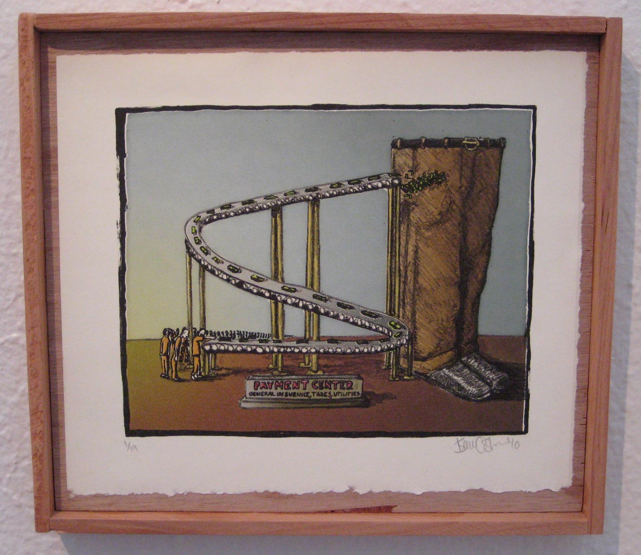 "Payment Center" 2010; 1 Color Lithograph with Digital Chine Colle, Edition of 19
