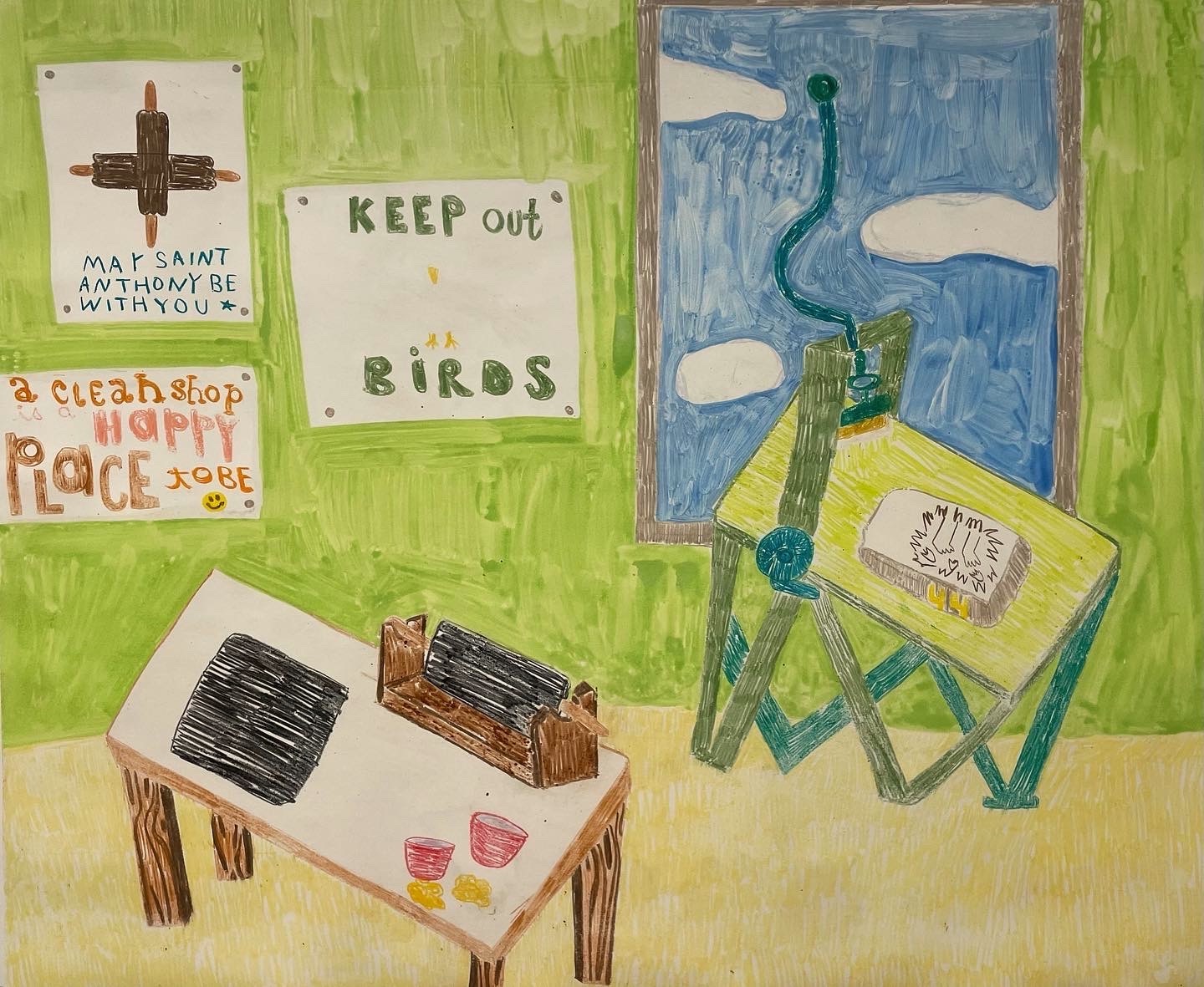  Pulling My Last Print from Stone #44, monotype, 25&rdquo;x22&rdquo;, 2022