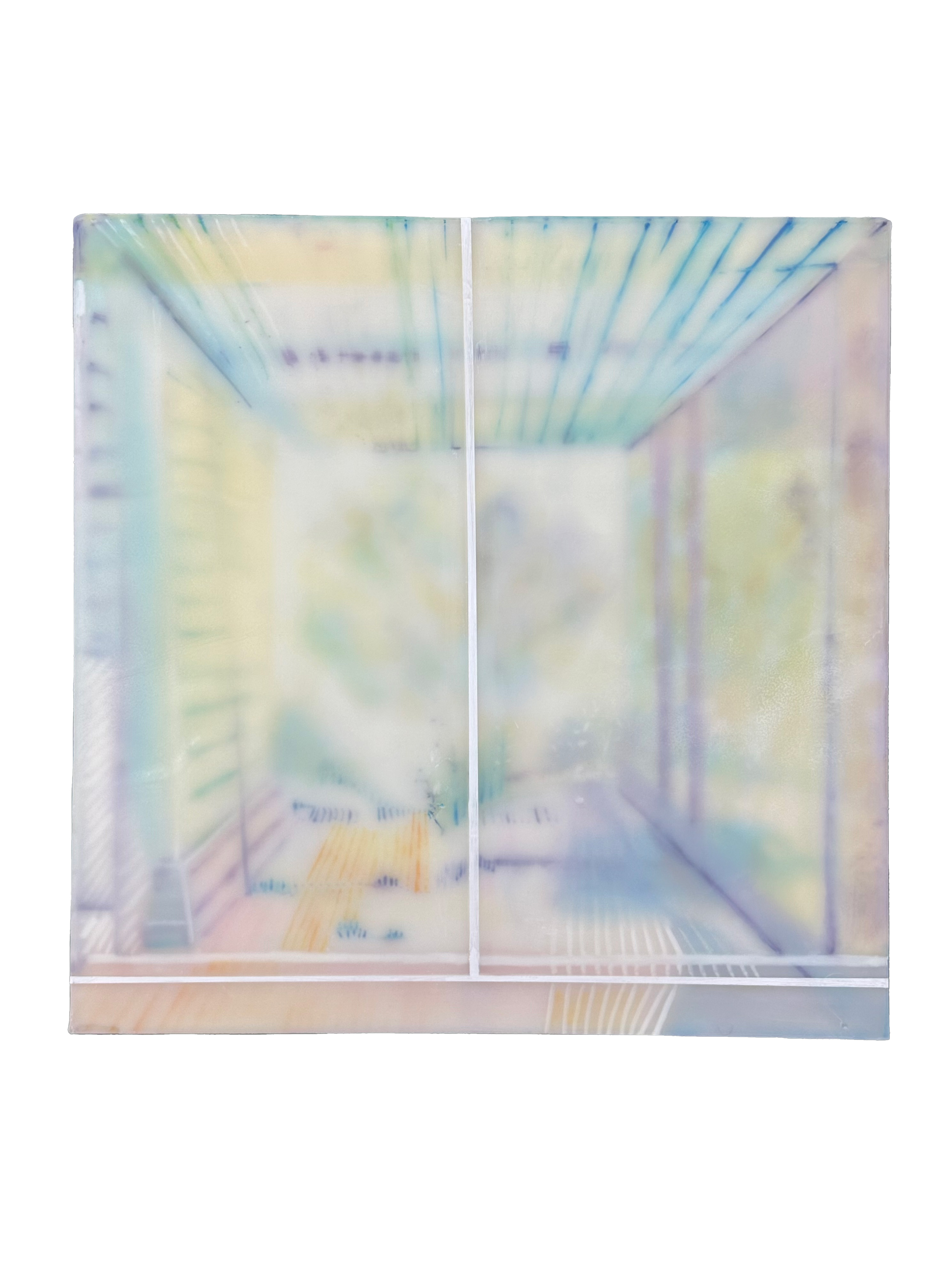"Interior/Exterior" encaustic on board, 30 in x 30 in, 2024