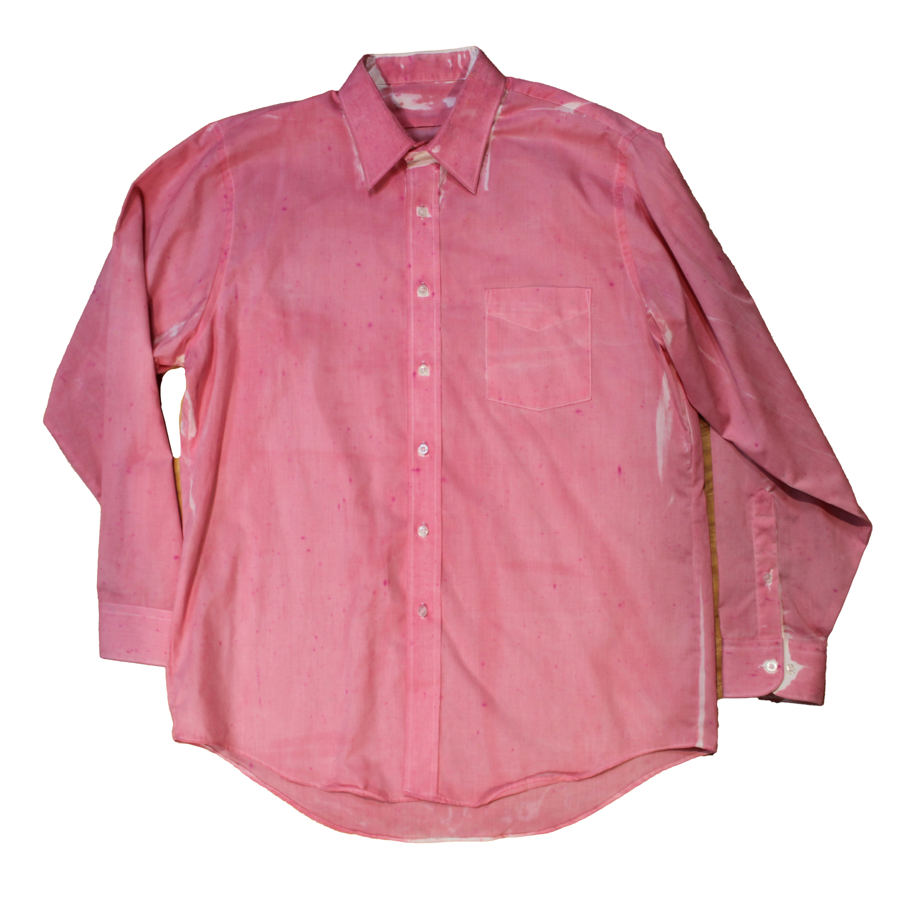 reclaimed vintage dress shirt allover printed with textile dye