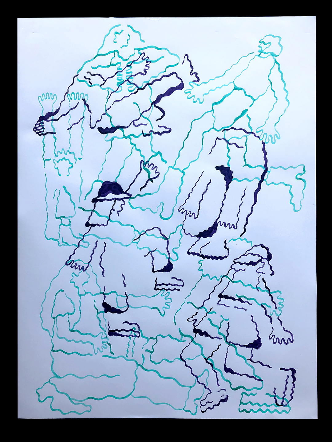 Space Dance, 2020, ink on paper, 18 x 24 inches