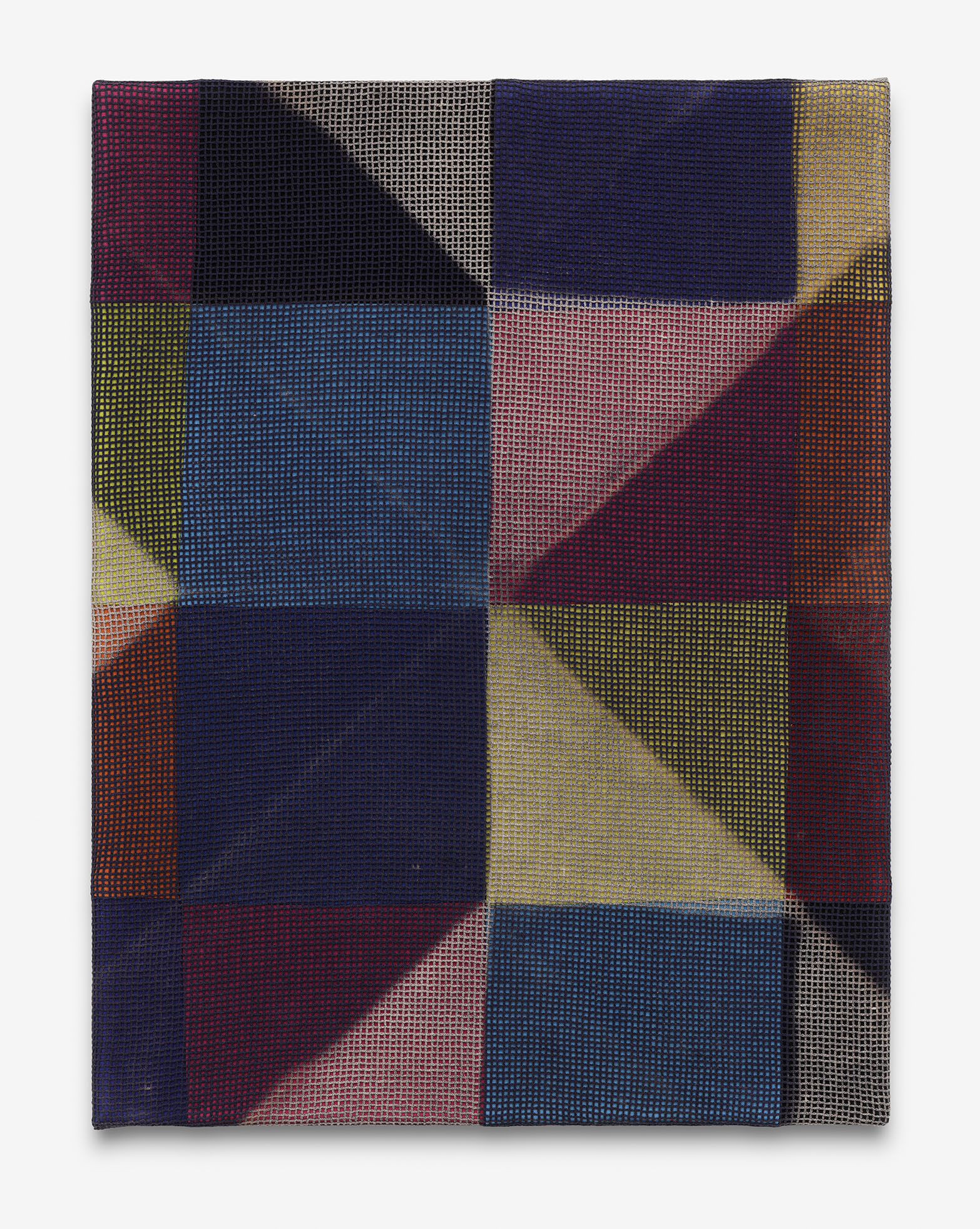 untitled, 46x35cm, mesh fabric dyed and bleached, fabric stitched, 2022