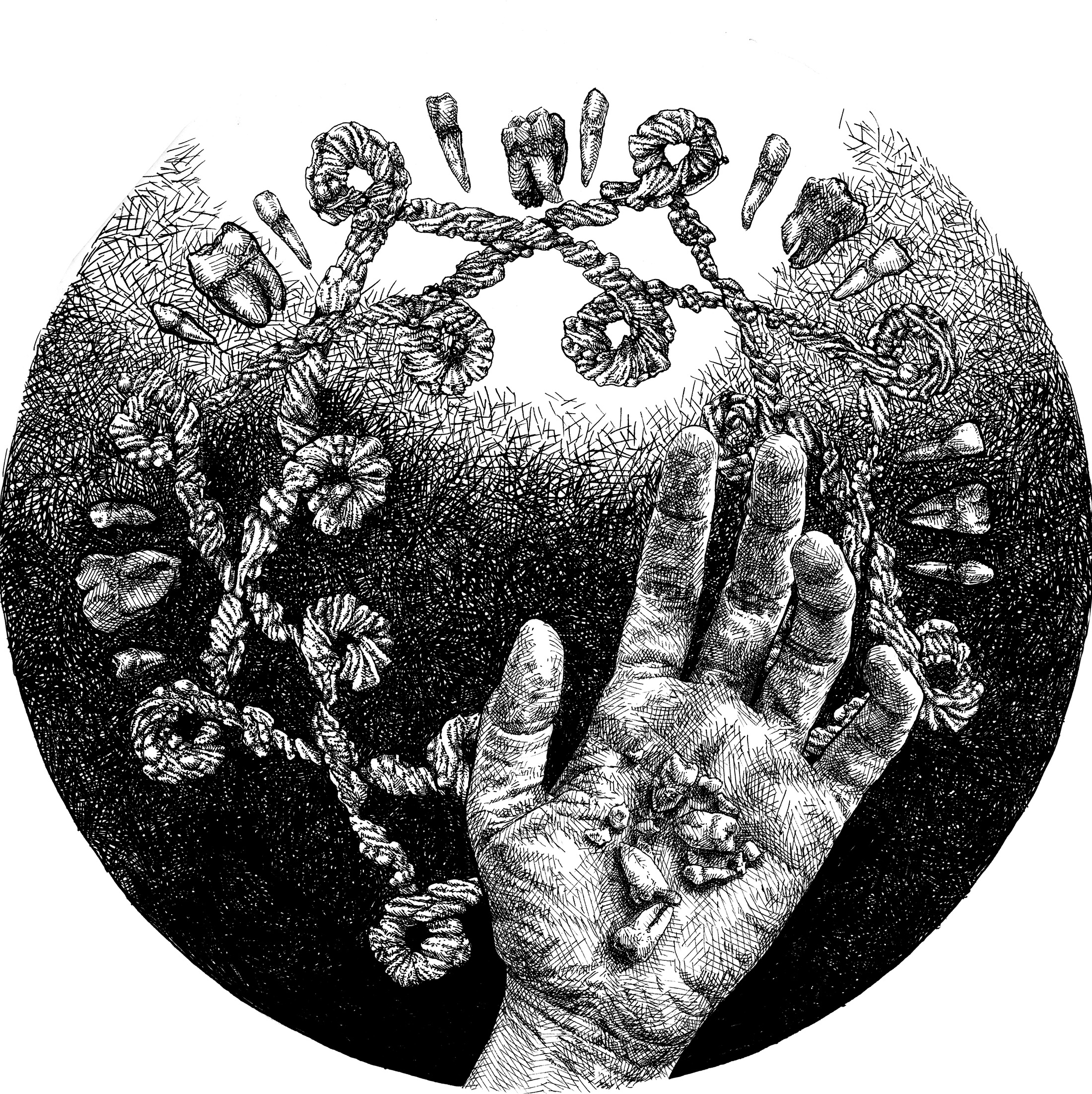 Drawing for the B-side etching of Yautja's Dead Soil, a one-sided 12" vinyl EP out on Anti-Corporate Music, Inc. in November 2017