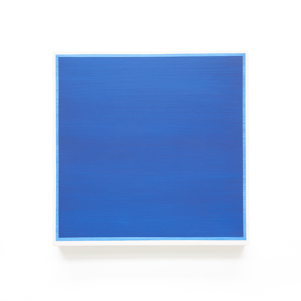 O.T. (indigo), 2015, acrylic on wood, 40 x 40 x 5 cm