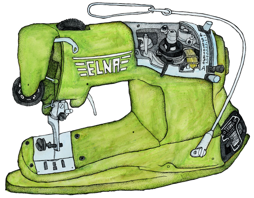 Elna Grasshopper green sewing machine