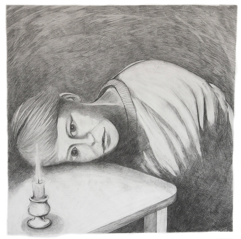 Omakuva, lyijykynä, 50 cm x 50 cm, 2023
