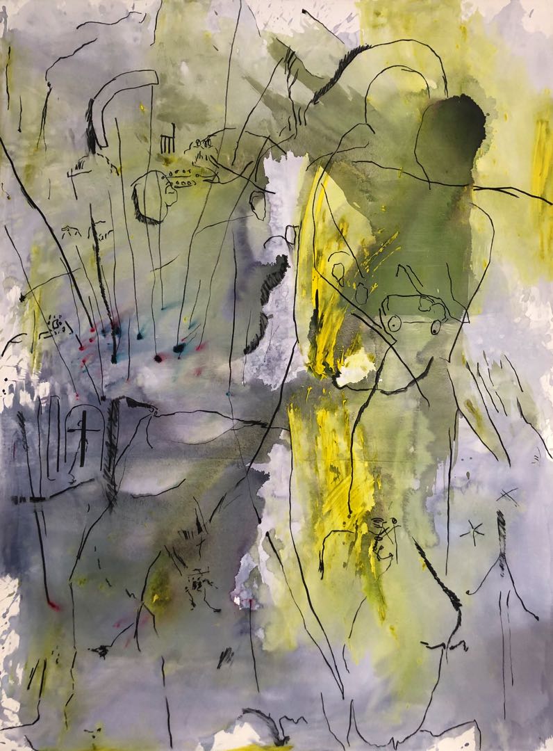 A day in the life 2020 Acryl and charcoal on canvas 200x150 cm