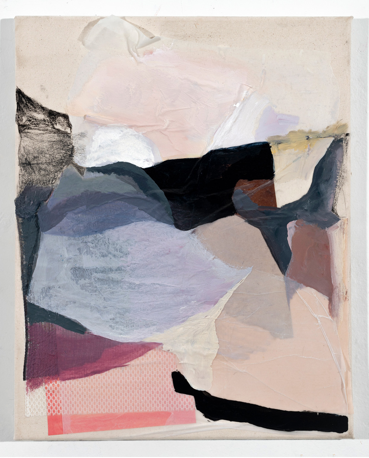 Anything but, 2018, 20 x 16 in, Acrylic, medium, found fabric, paper, and graphite on canvas