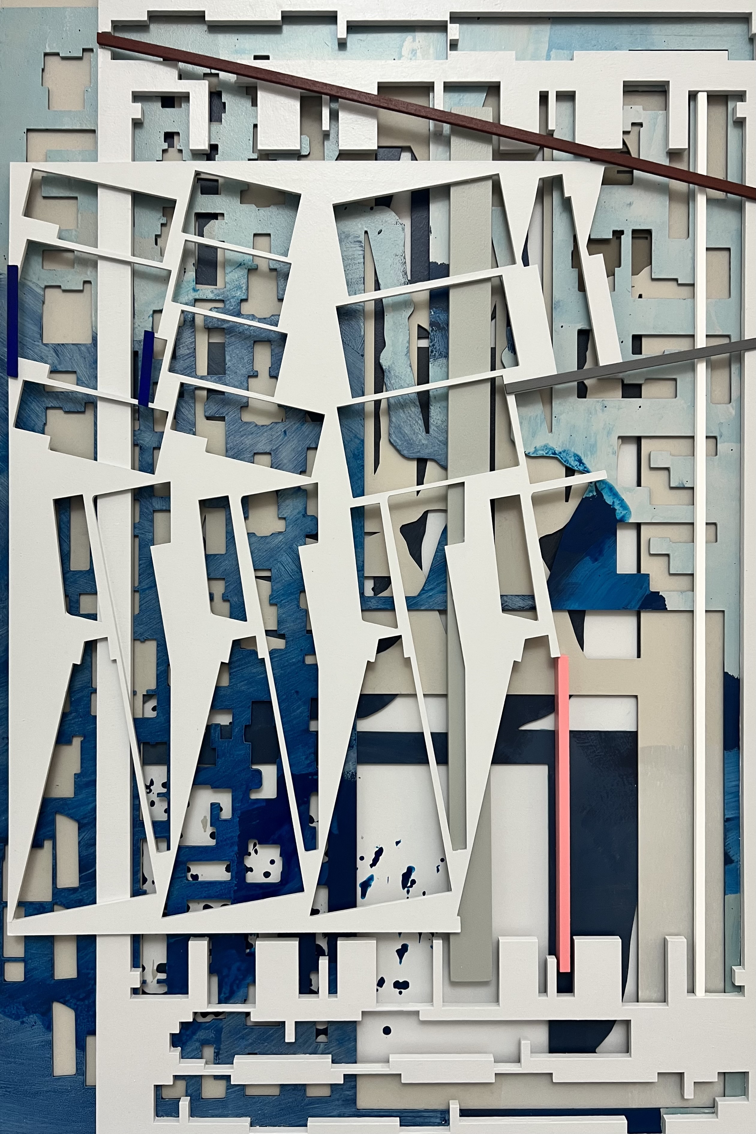 "City Map Pattern" 2023 Mixed Media on Wood 80x123x5 cm