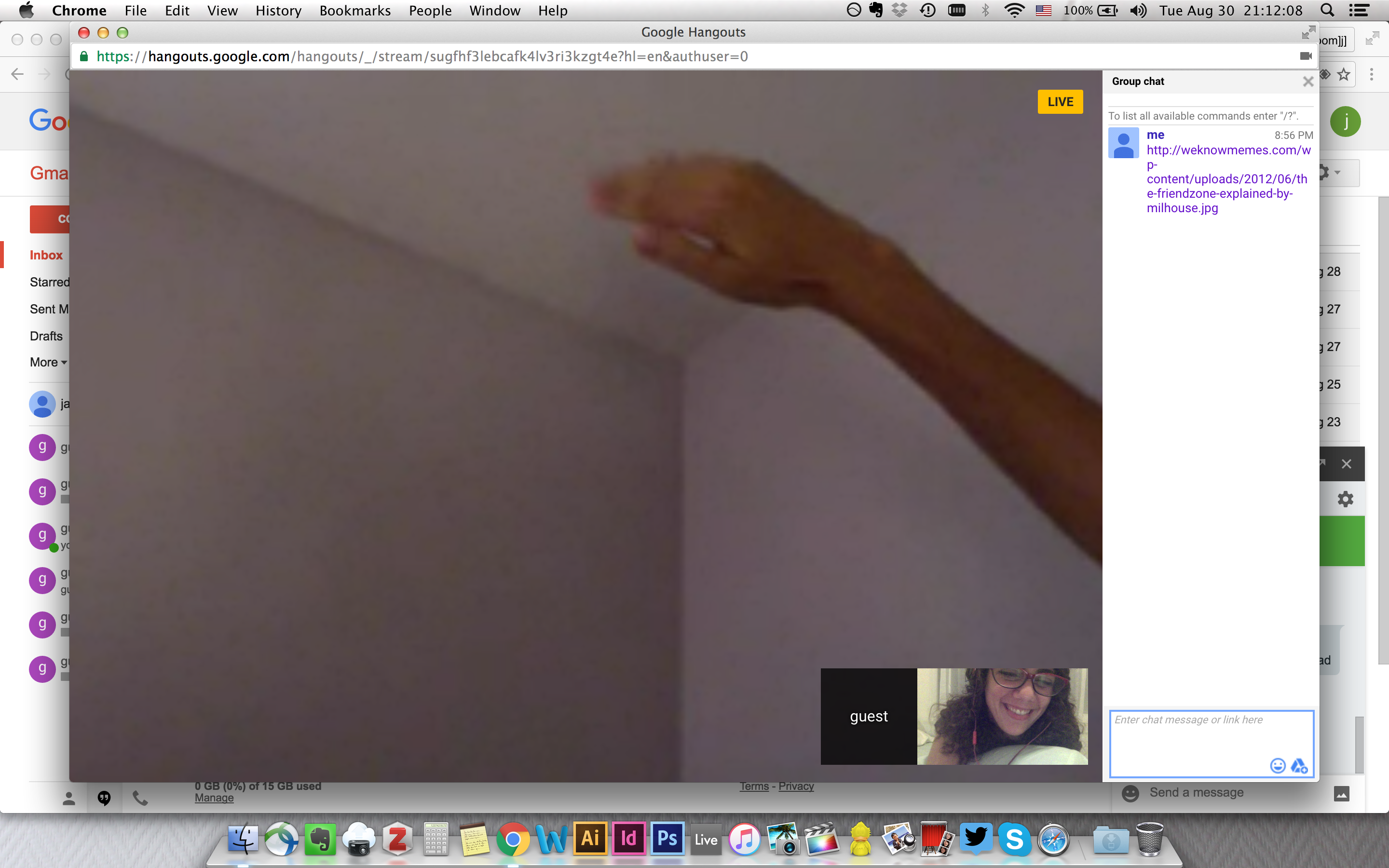 Screenshot from Experiment 2.1: Live Hangout