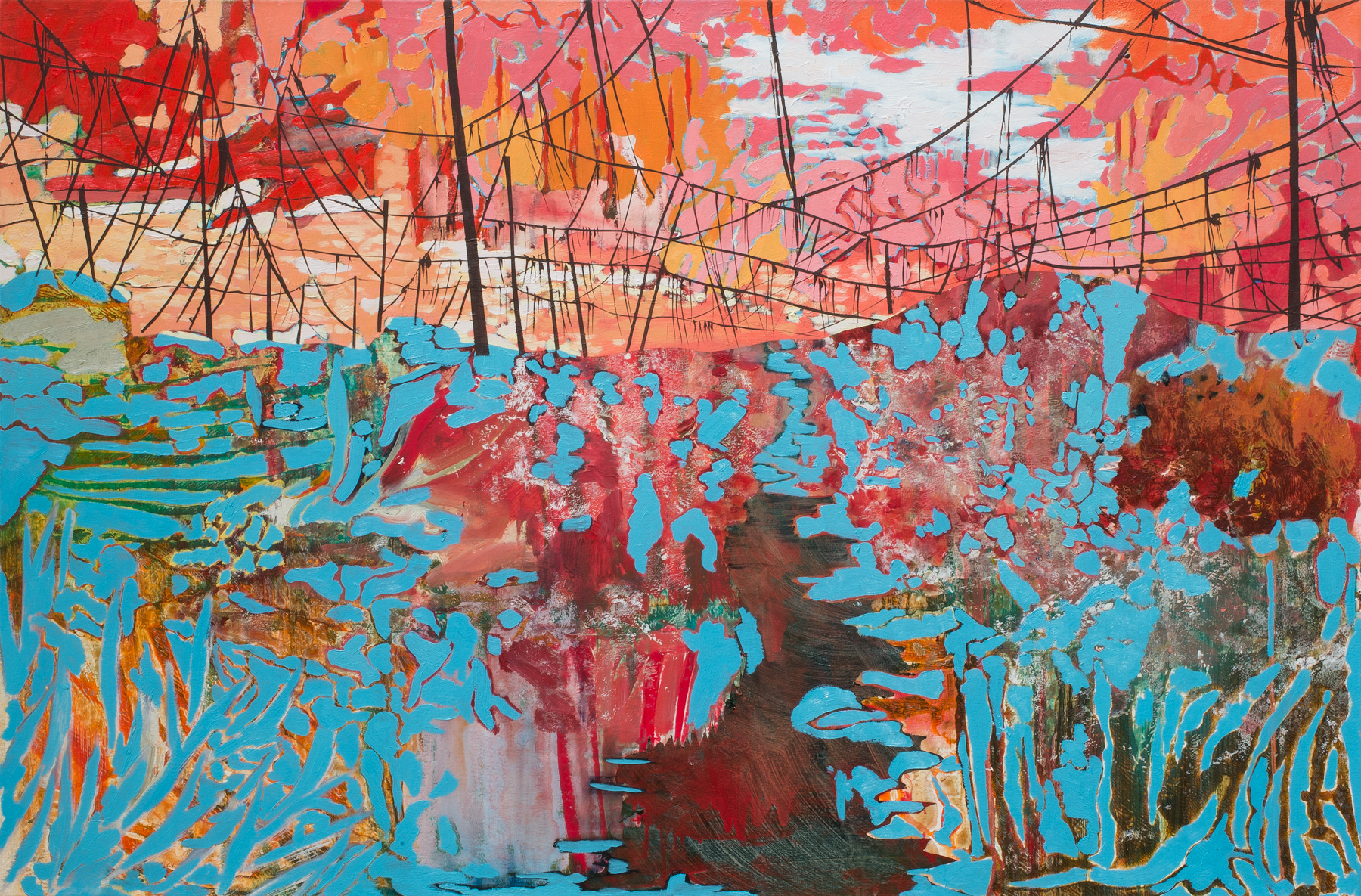   Nopalito Hops, Oil and Acrylic on canvas 30”x45.5”  2017