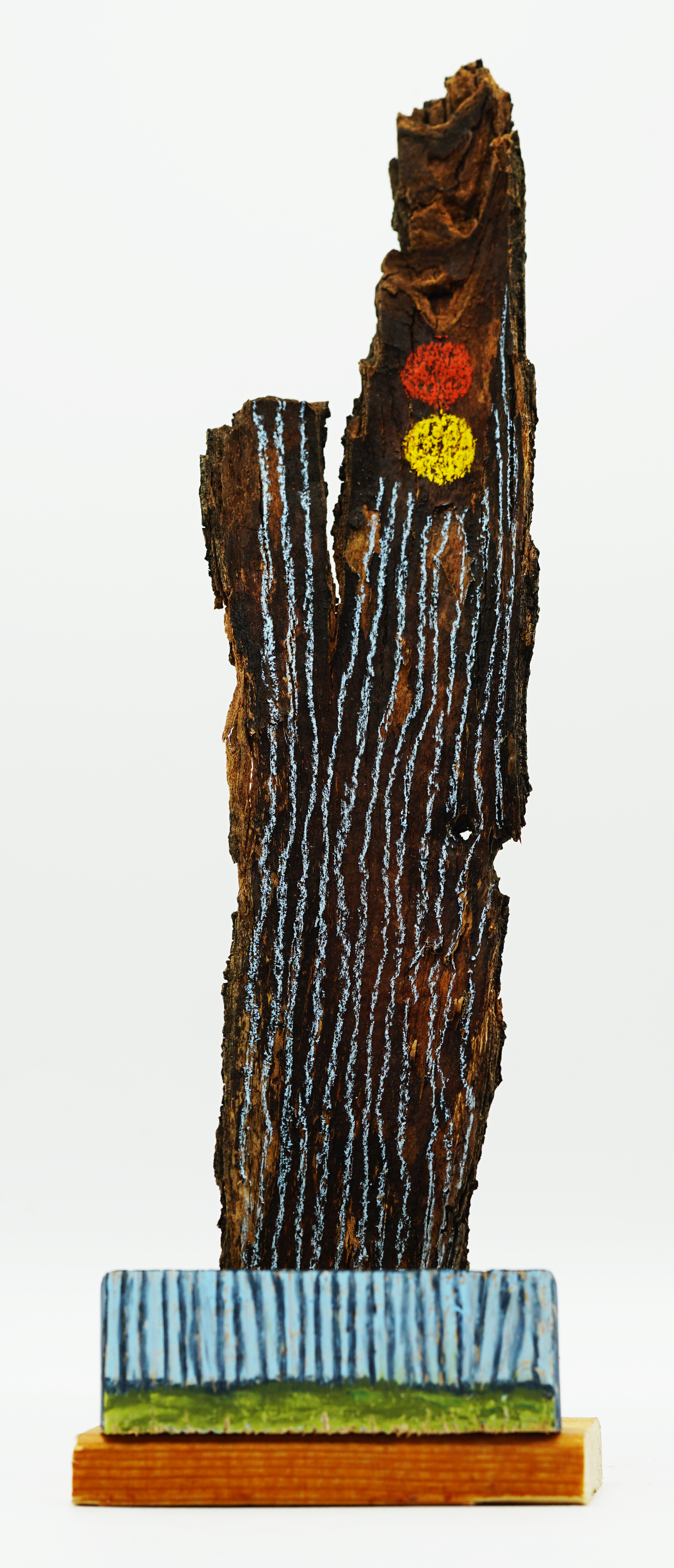 "Sunrise Over the Back Fence," found wood with pastel surface