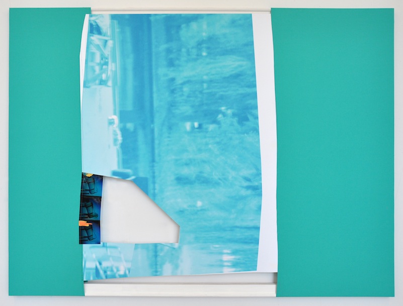 "Cam", Cotton canvas fabric, archival inkjet print on vinyl, large format film transparencies, wood, paint, thread
49 x 66 inches