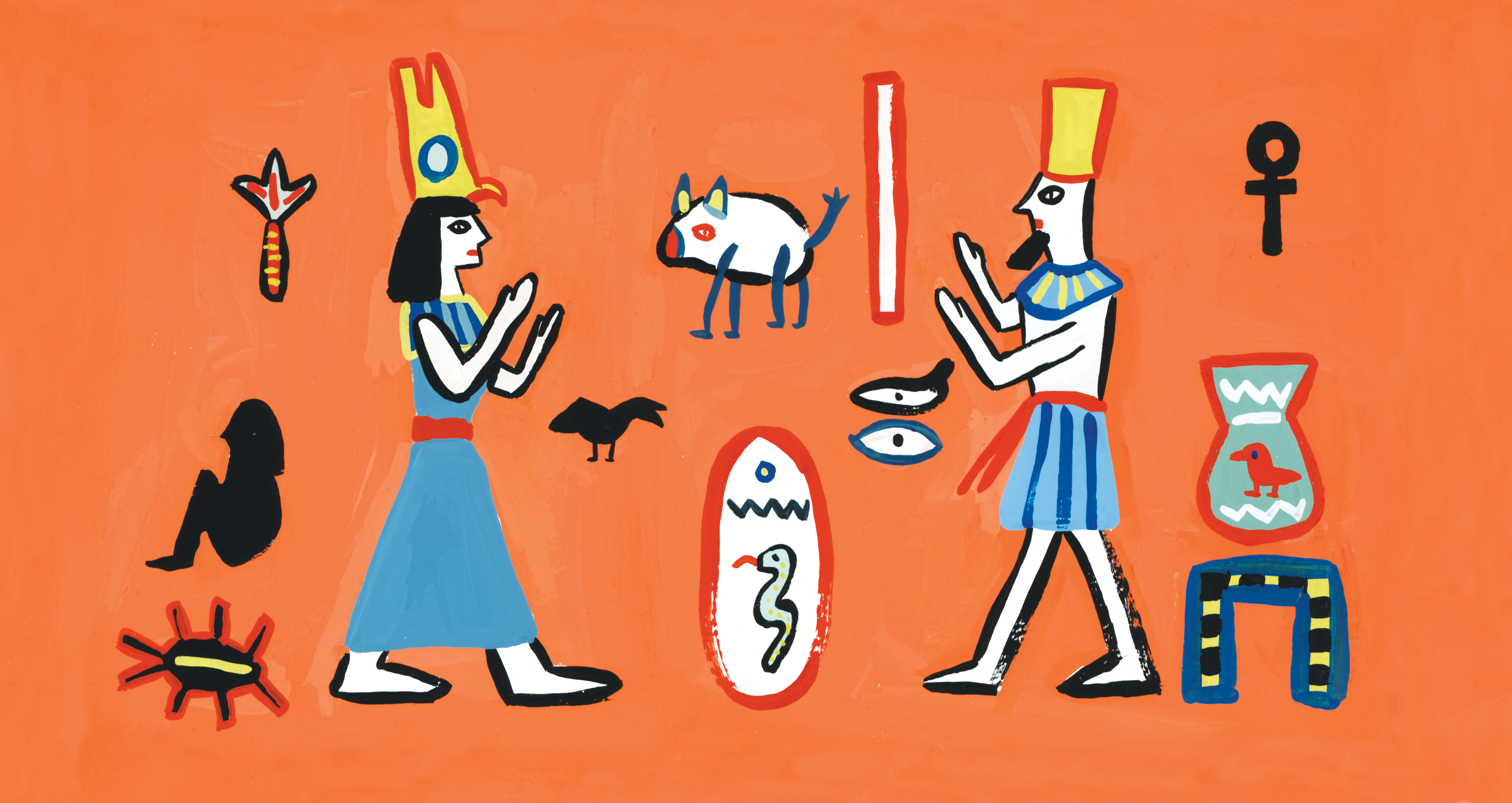 Life is painted on walls, Gouache