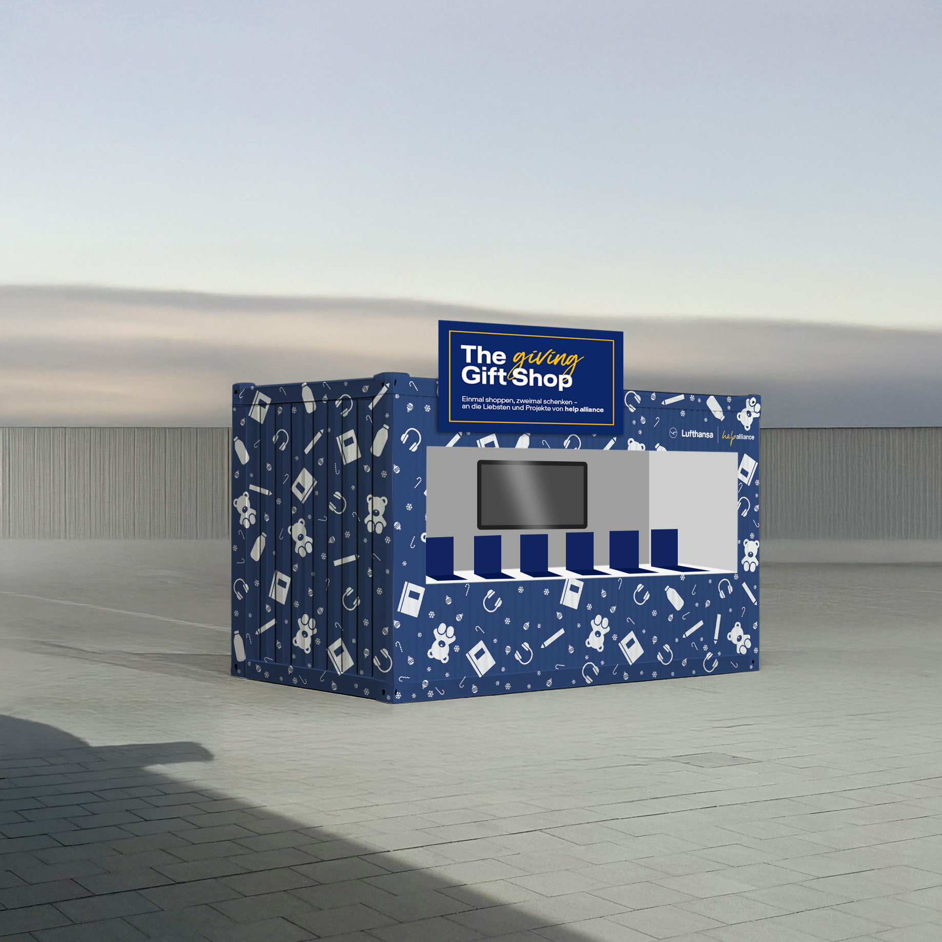 A 3D render of the stand design for the event agency's construction briefing