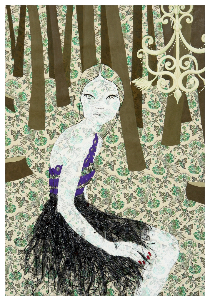 Little Impish&nbsp;| Acrylic, Oil and Hand embroidery on canvas | 145 x 100 cm |&nbsp; 2006