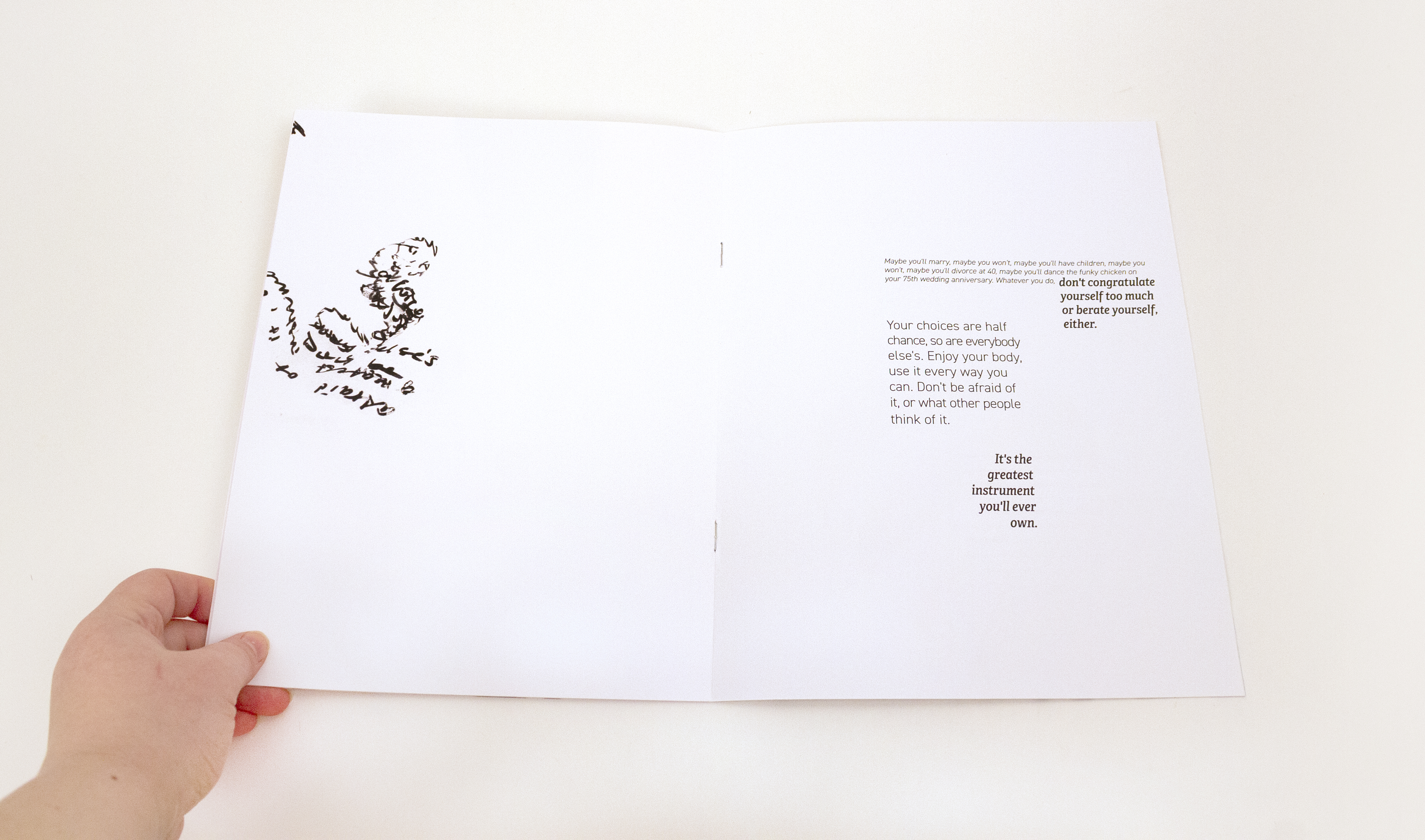 Exploratory booklet combining Baz Luhrmann’s "Everybody’s Free (To Wear Sunscreen)" and constraints of tape