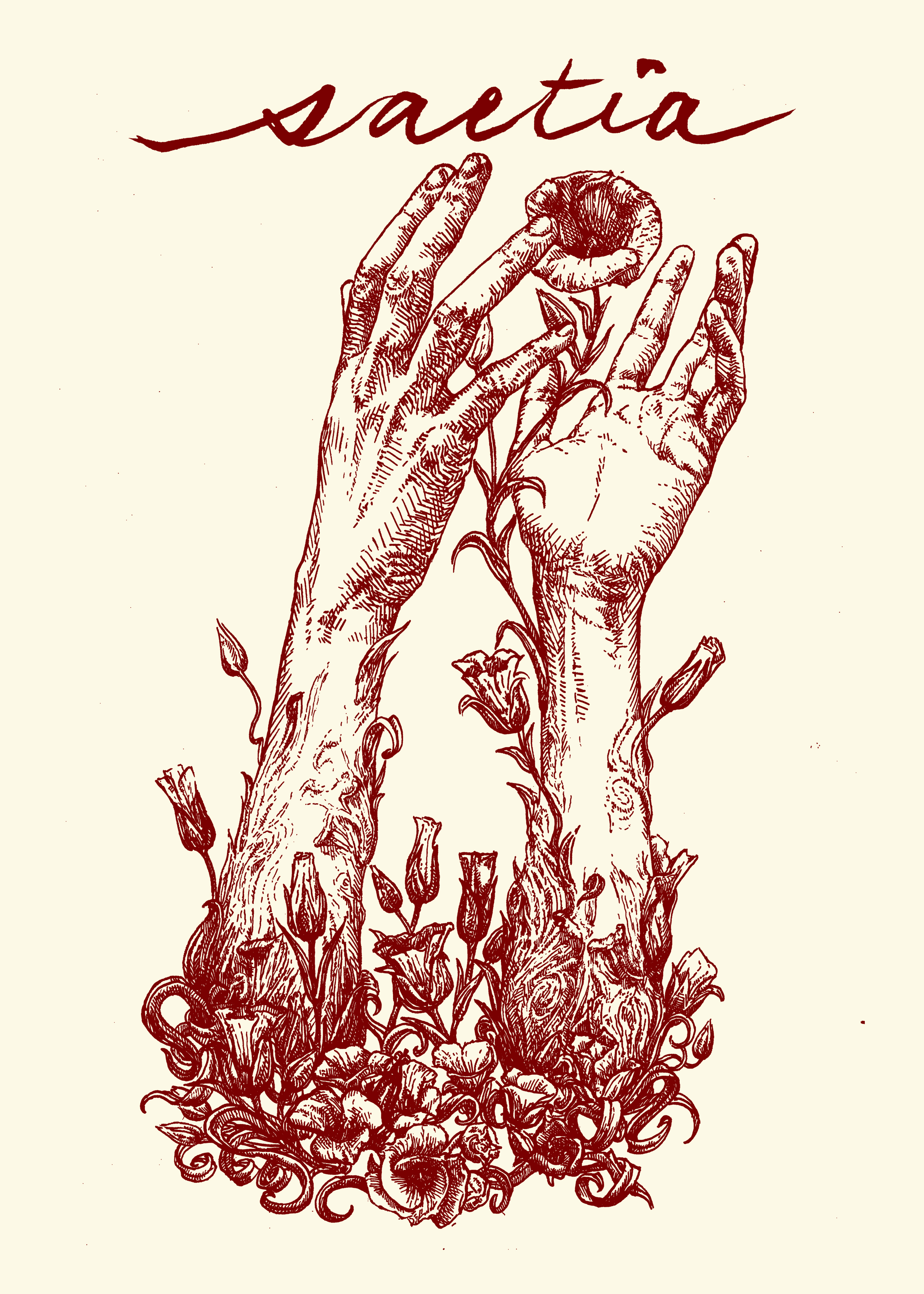 T-shirt for Saetia for a run of West Coast dates. Proceeds from the shows raised money for Border Angels.