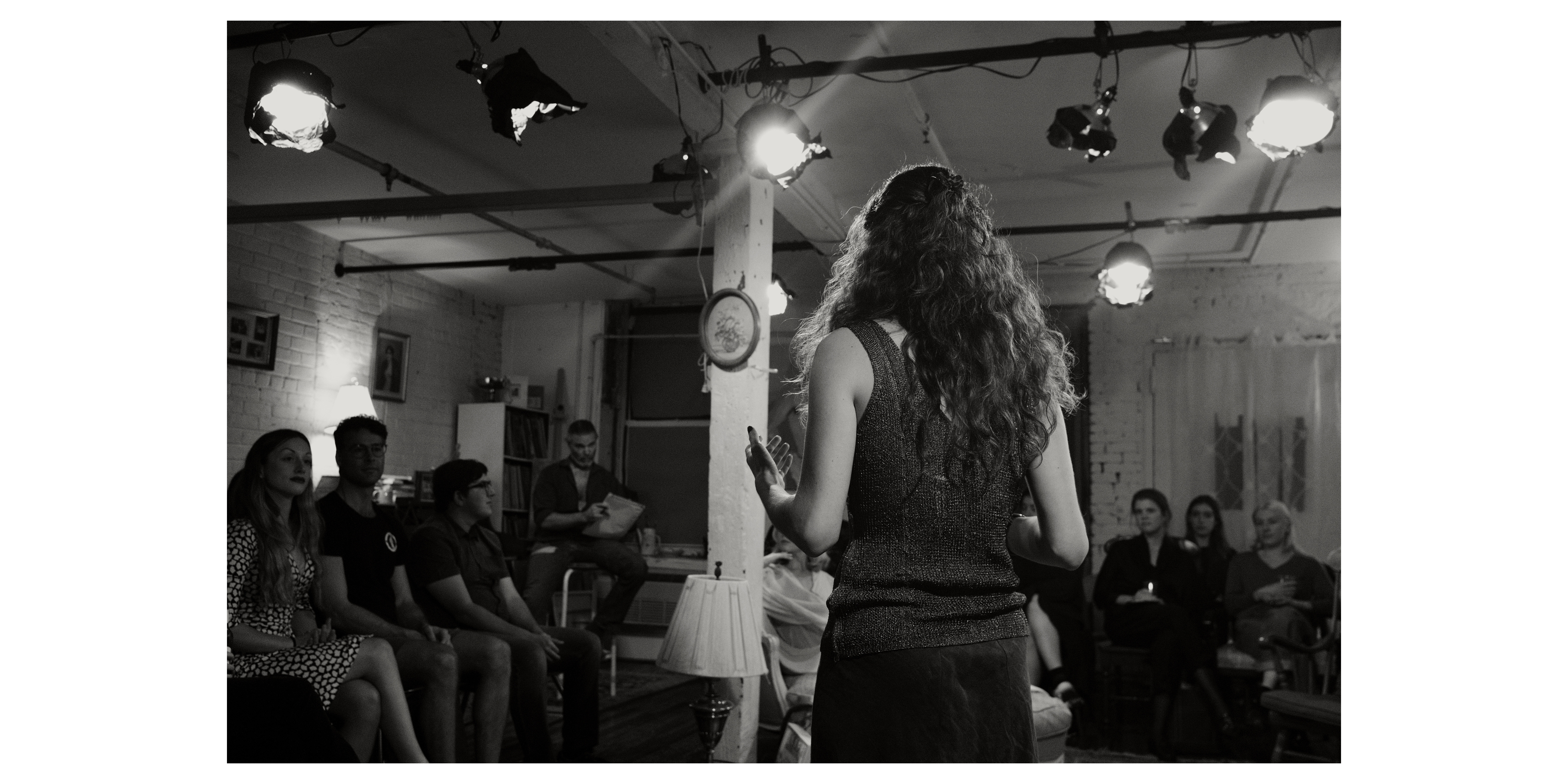 Sophia speaking to the audience, The Center, 2025