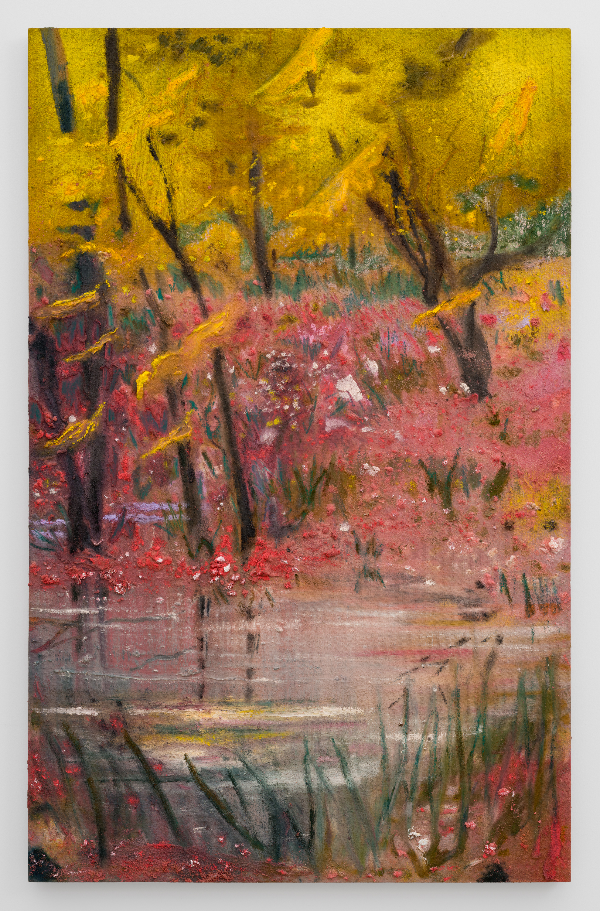 Sean Cairns, Hydromancy, 2025, Oil and sand on linen on panel, 44 (H) x 28 (W) in.
