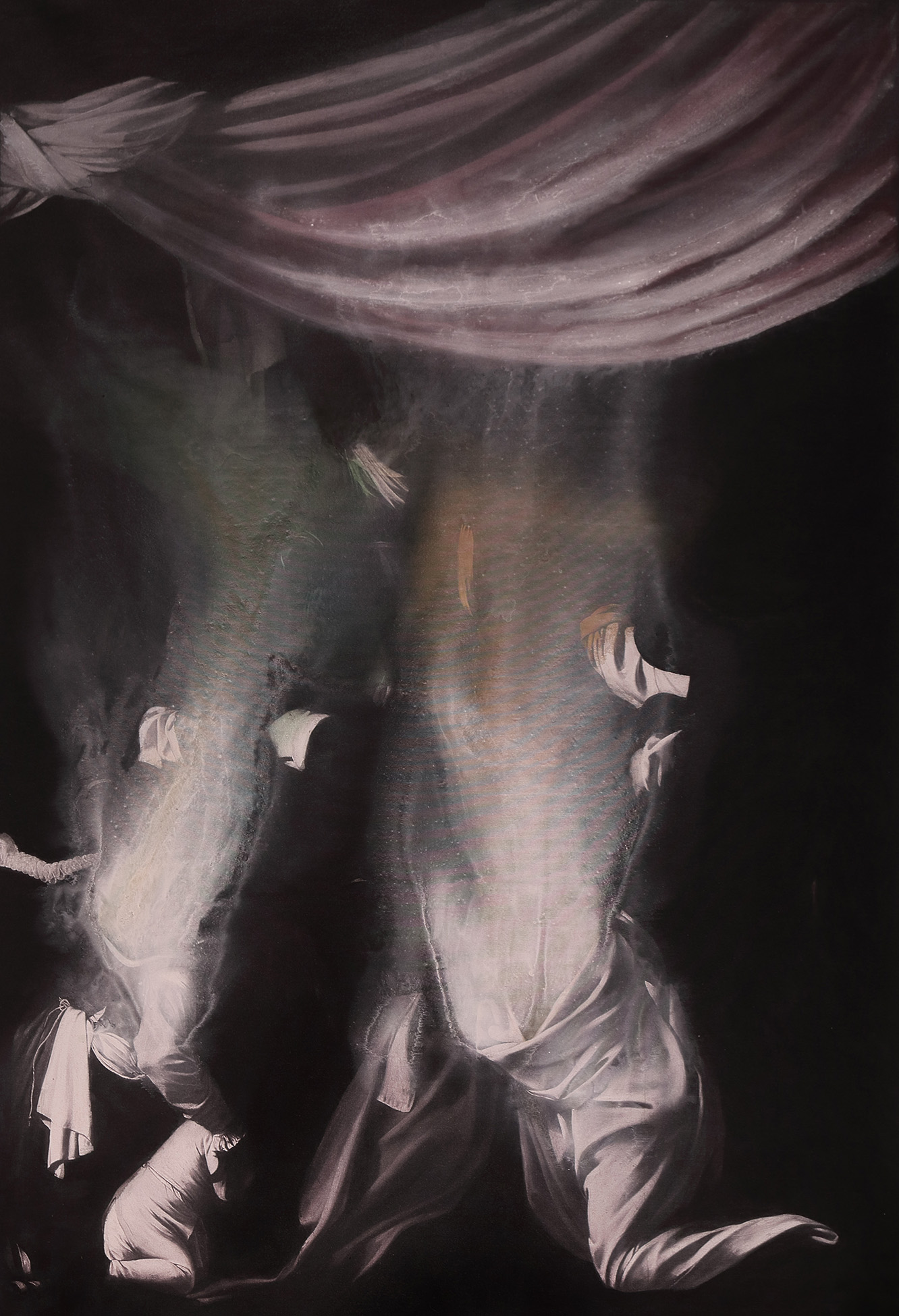 espectros #01, 2018, acrílica s/ impressão s/polyester, 184x122 cm