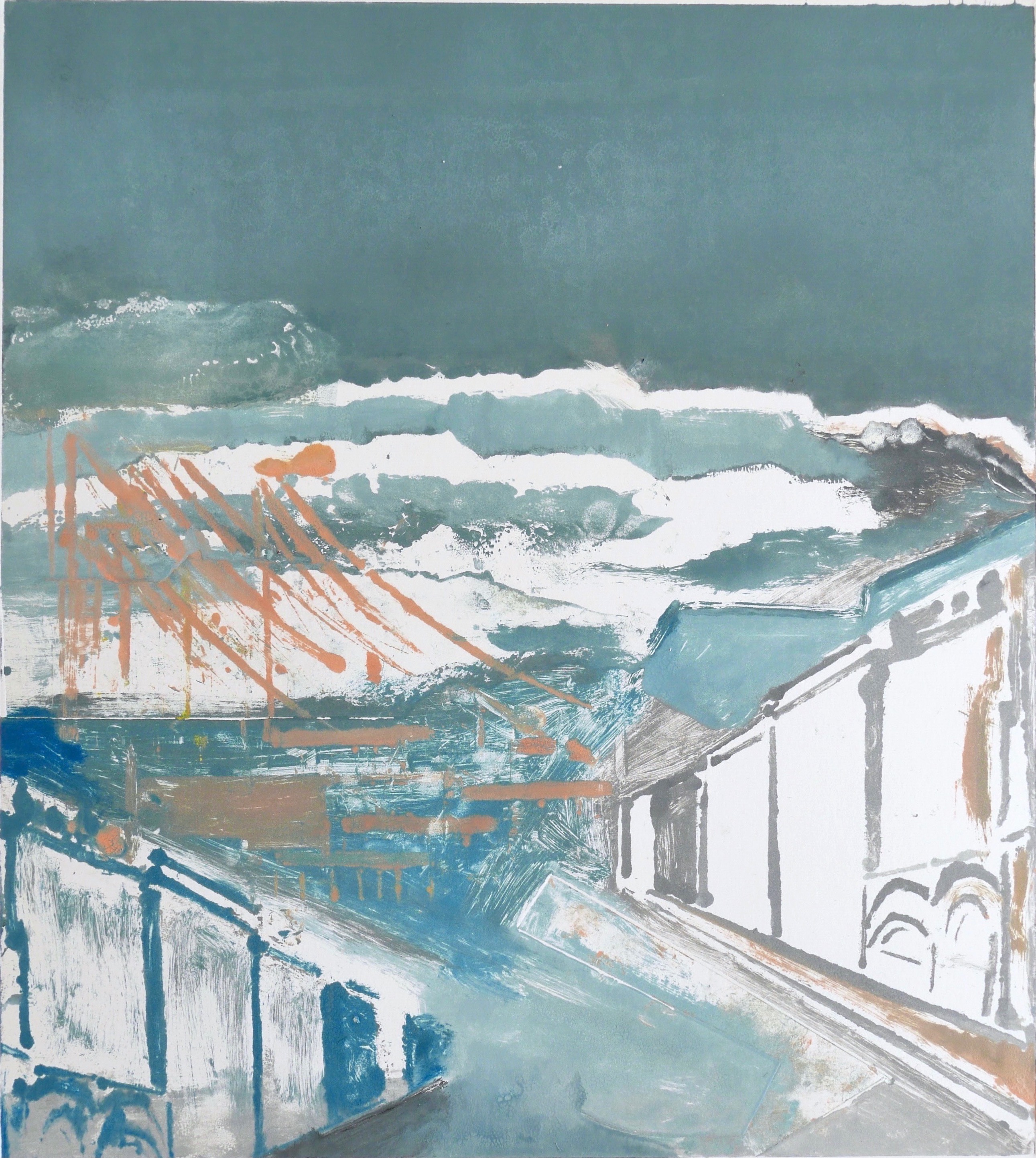 Monoprints, meditation on home and identity, bridging New York and Paris.