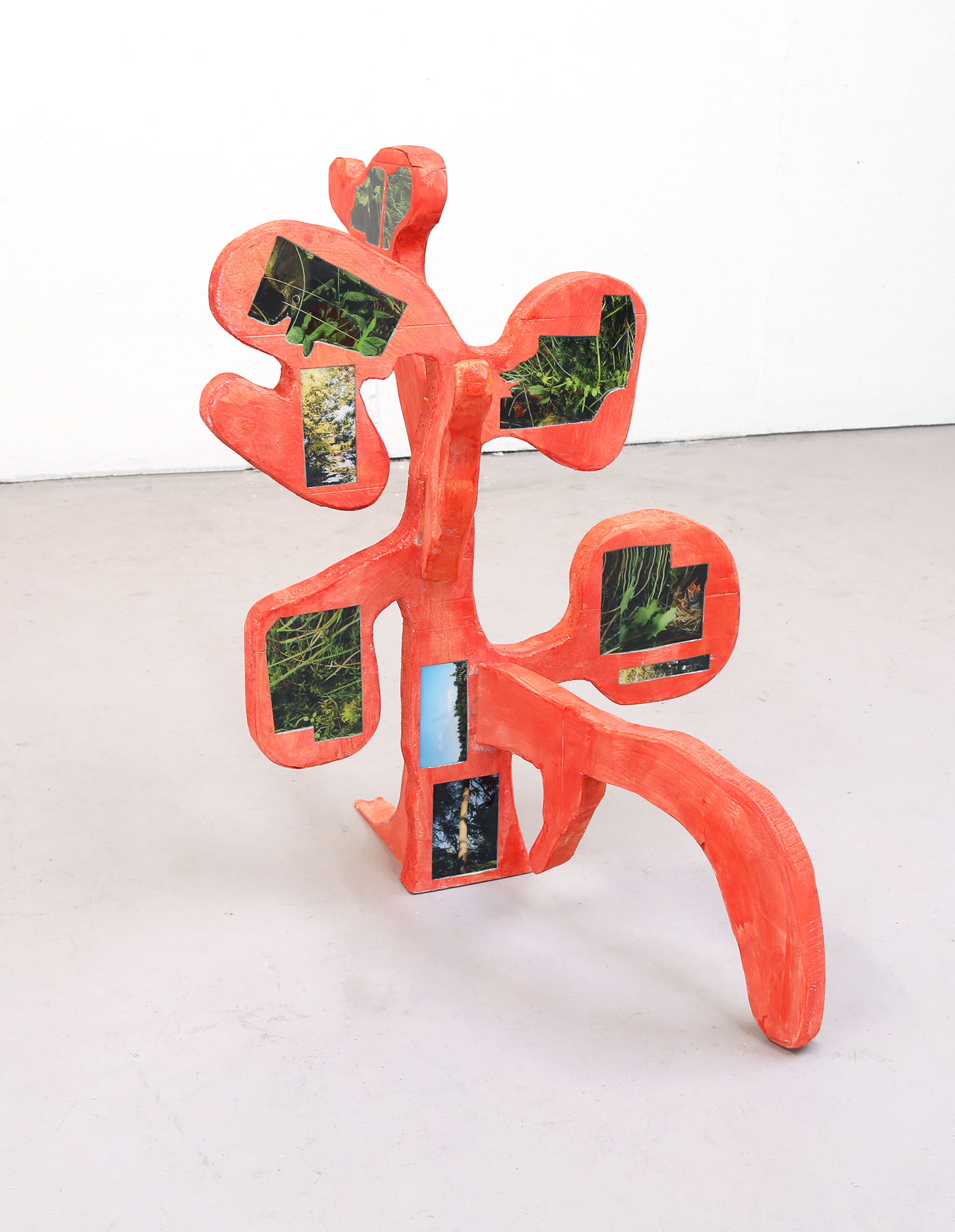 Bush (Burner with Fossils), 2019, styrofoam, acrylic, ink, photographs, epoxy resin, 40 x 25 x 25”.