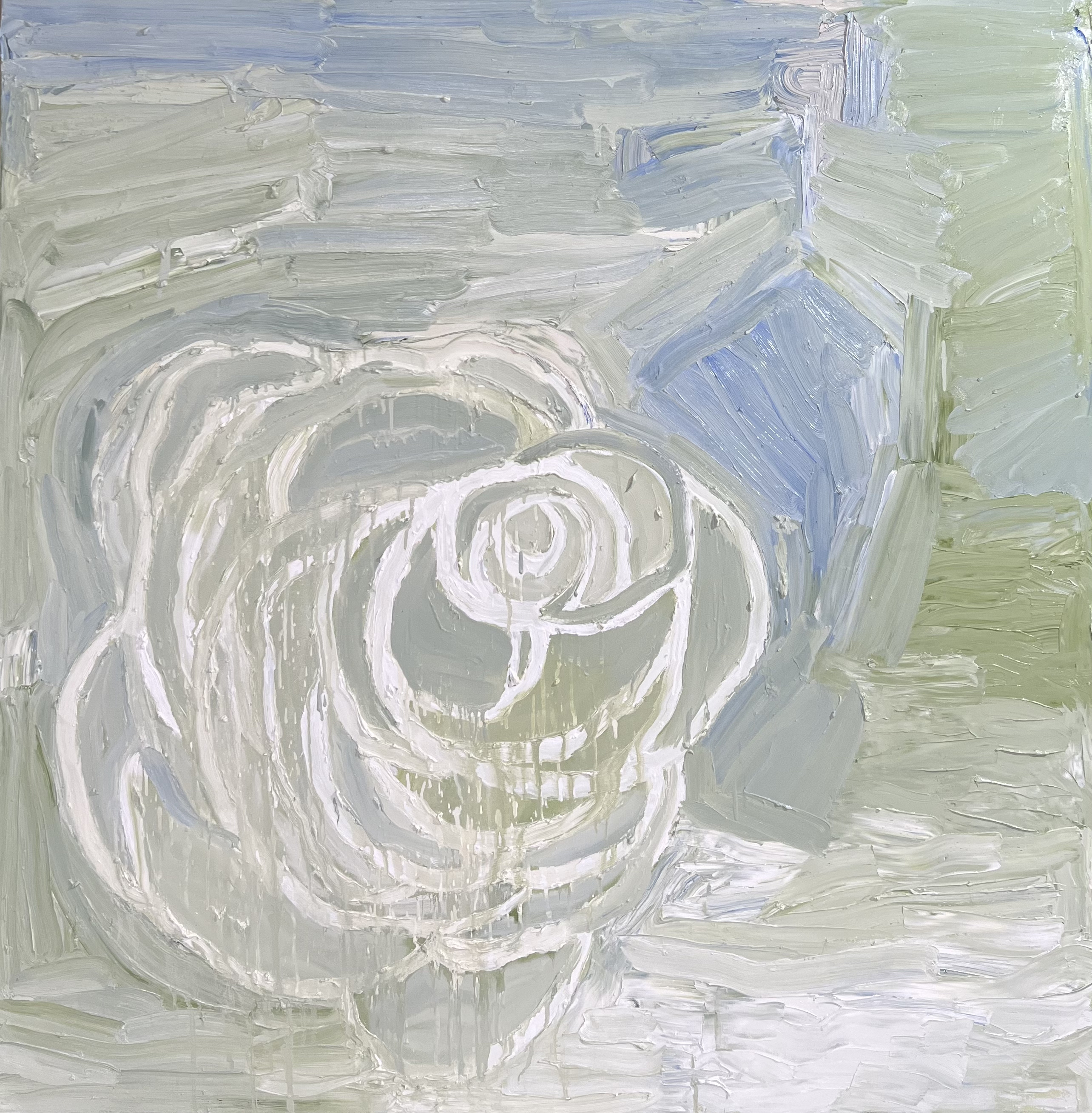 Patch of Blue Camellia #1, 2022, Oil on canvas, 48"x48" in