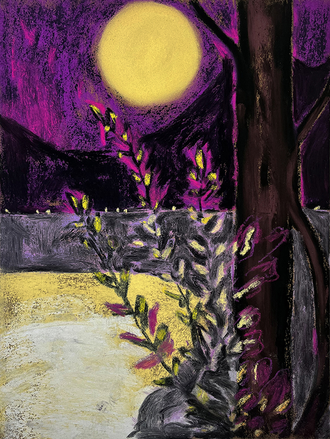 Moon over Traunstein 2, 2025Pastel on paper15 3/4 x 11 4/5 in.40 x 30 cm