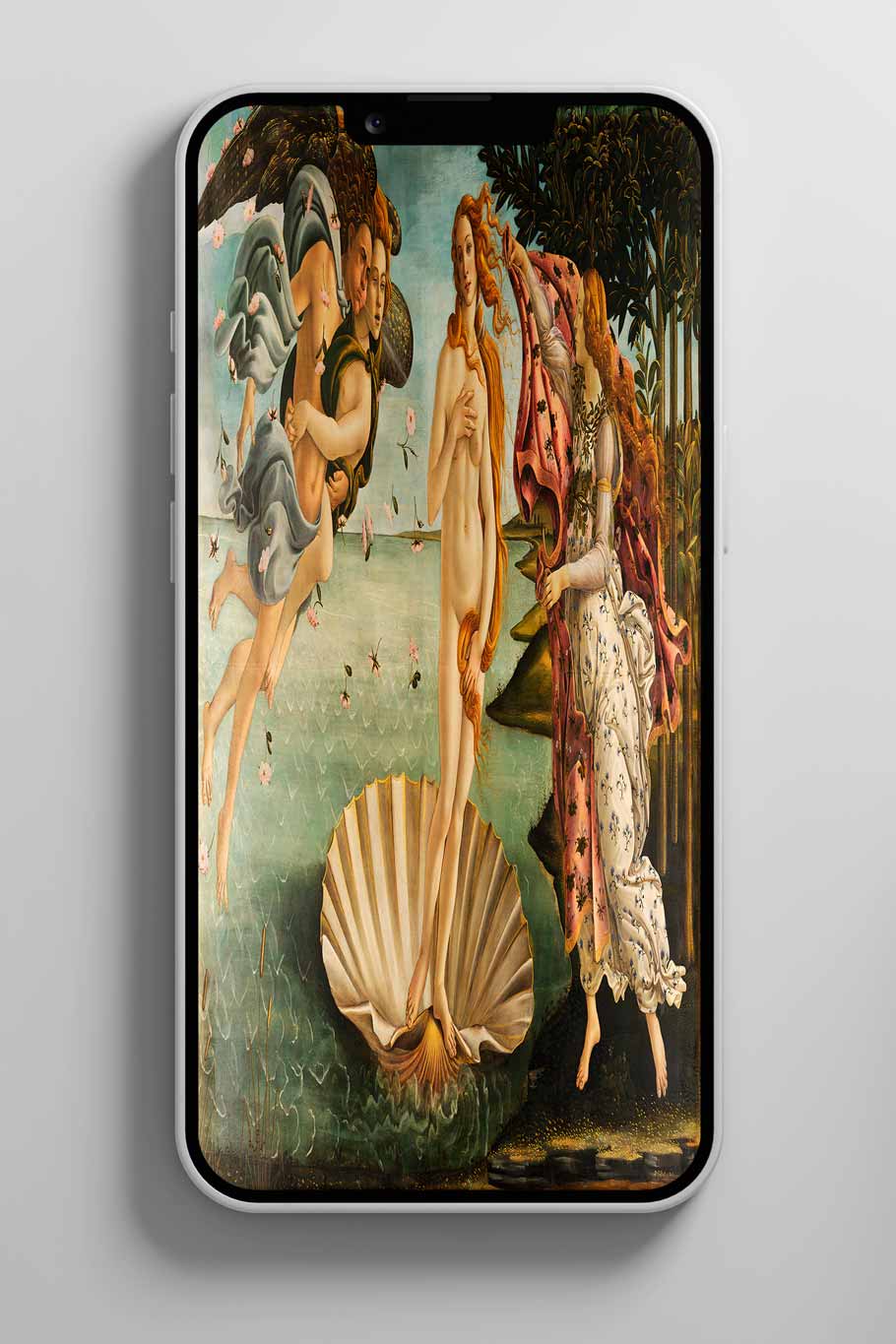 Fit this Screen 4/15 (Sandro Botticelli, The Birth of Venus), 2022, digital image on Apple iPhone, 14 × 7 × 0,7 cm