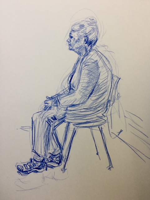 Zittende vrouw 2017 - colored pencil 22x15 cm