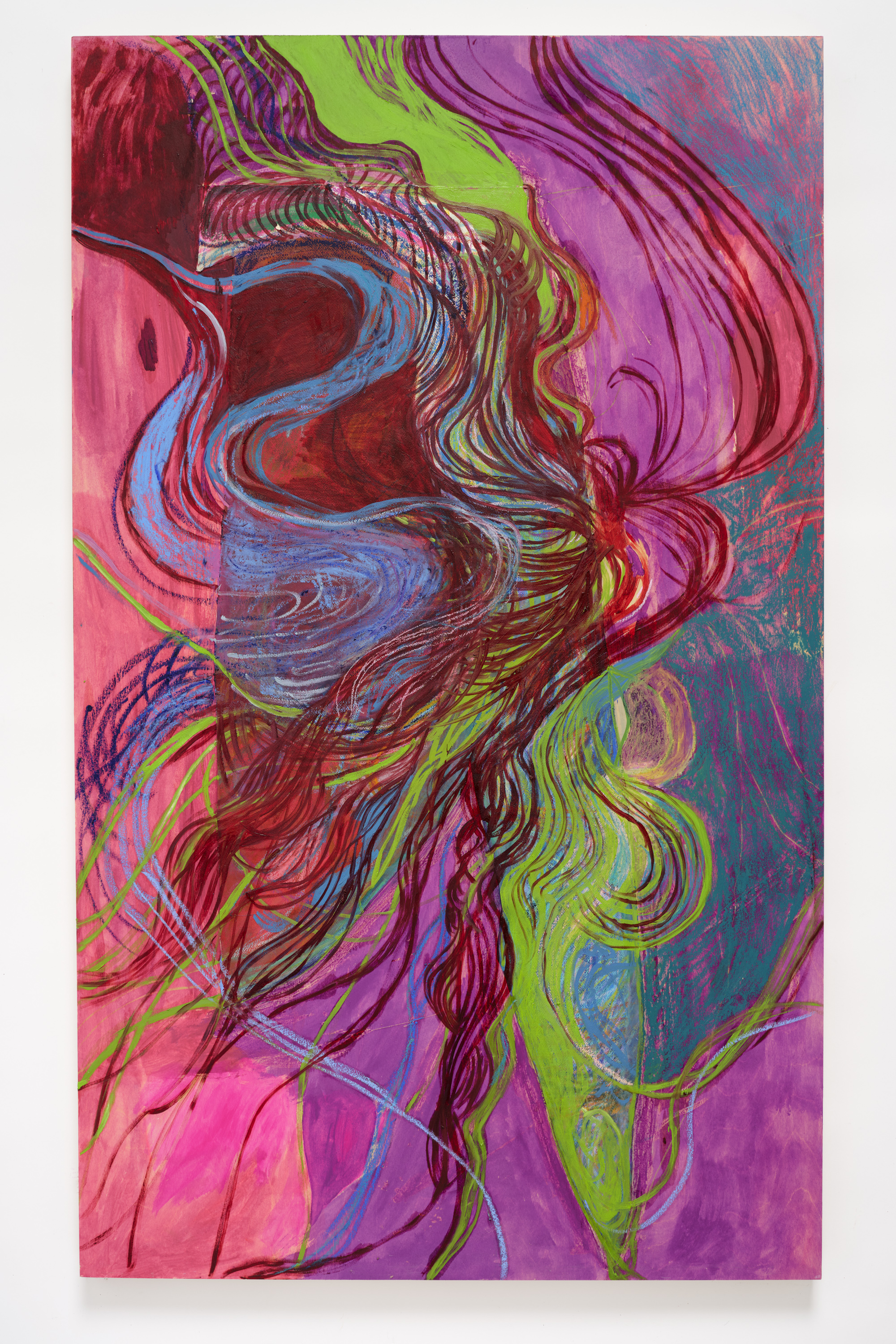 Gator, 60 x 36", Acylic, oil, and paper on wood panel, 2023