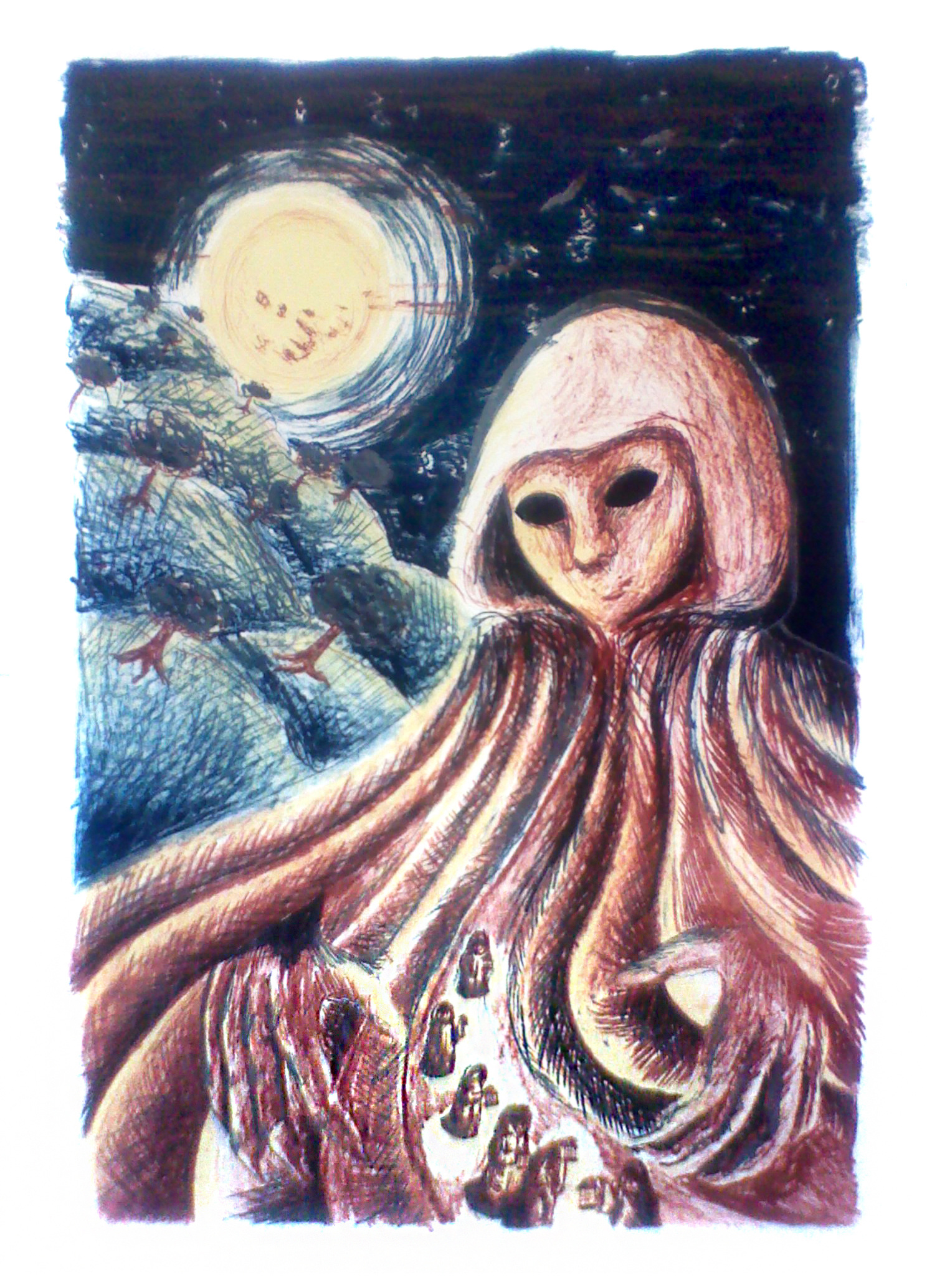 Dungeon Master, November 2011, etching with monotype and hand-painted coloring
