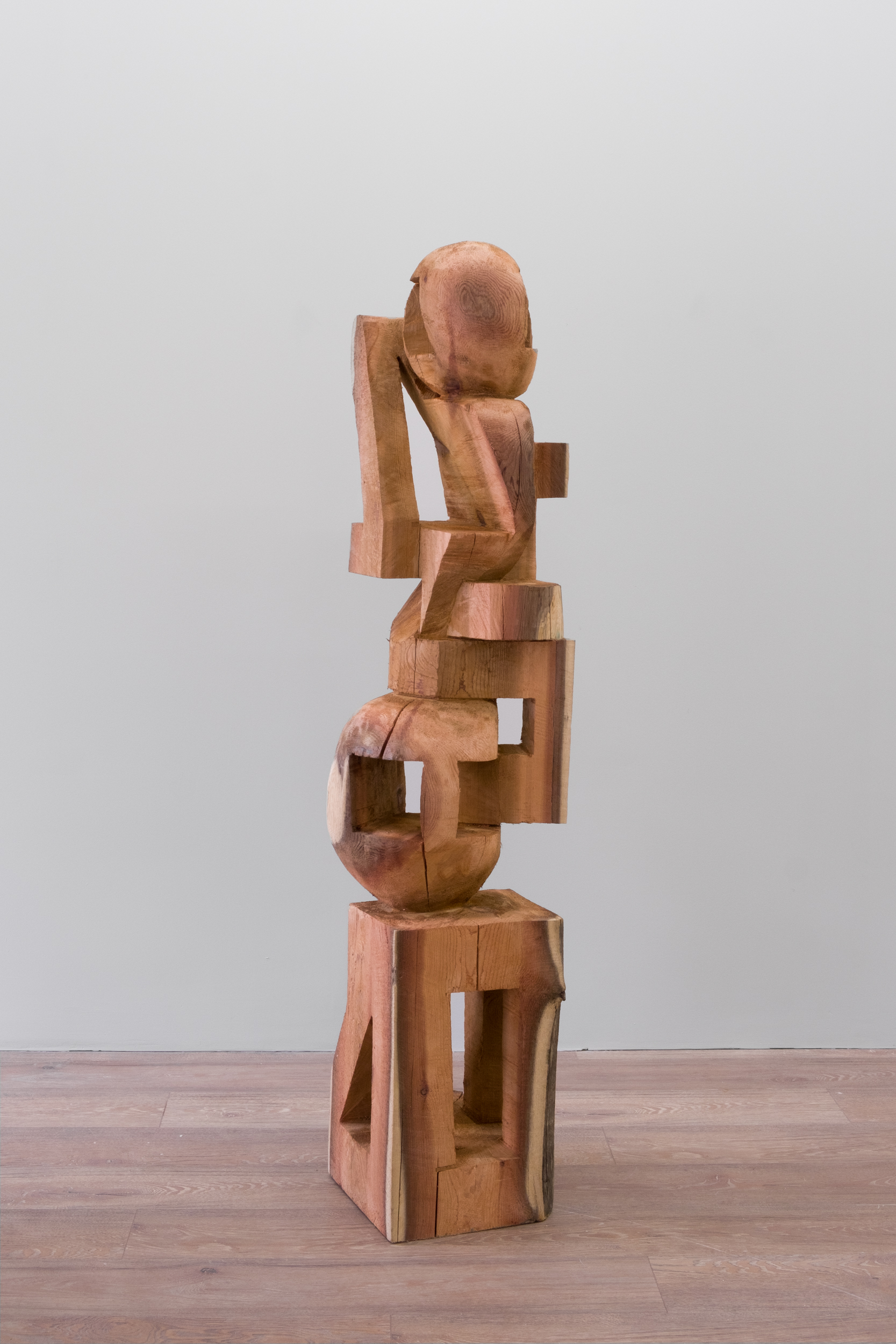 Troglodyte Tower, 2022, 66” x 15” x 16”. Red cedar.