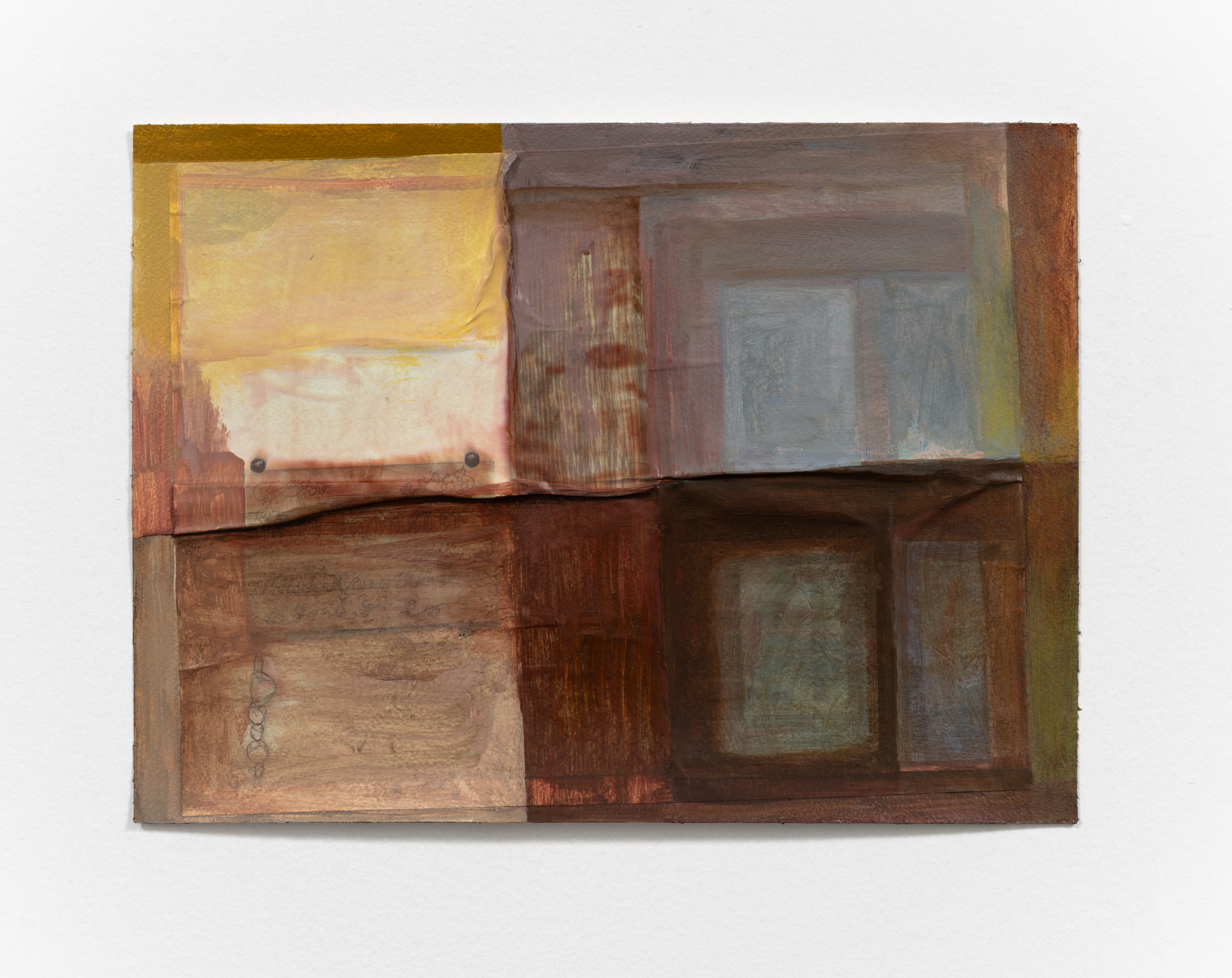 Lee Krasner Studio, 2023, 9 x 12 in, Acrylic and printed photograph on Arches paper